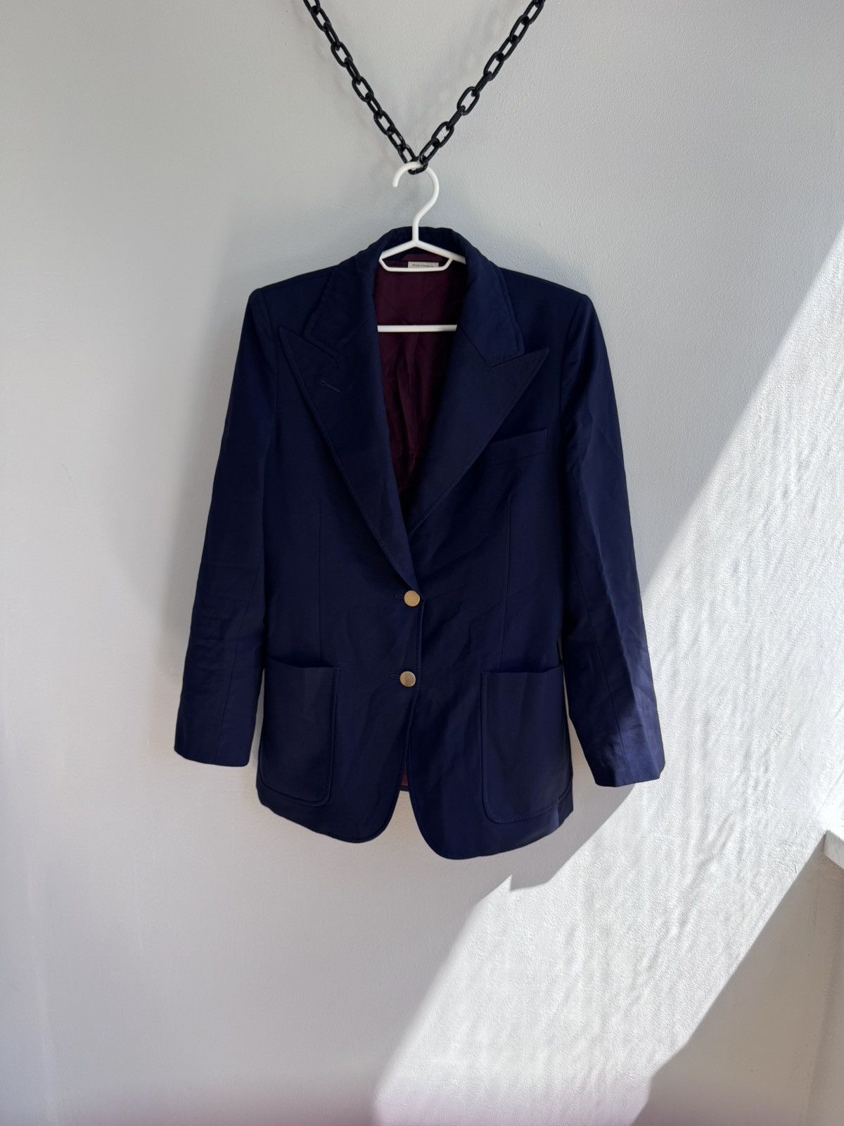 Gucci Gucci Womens Wool Blazer Navy Blue Luxury Avant Garde Solid Size S / US 4 / IT 40 - 1 Thumbnail