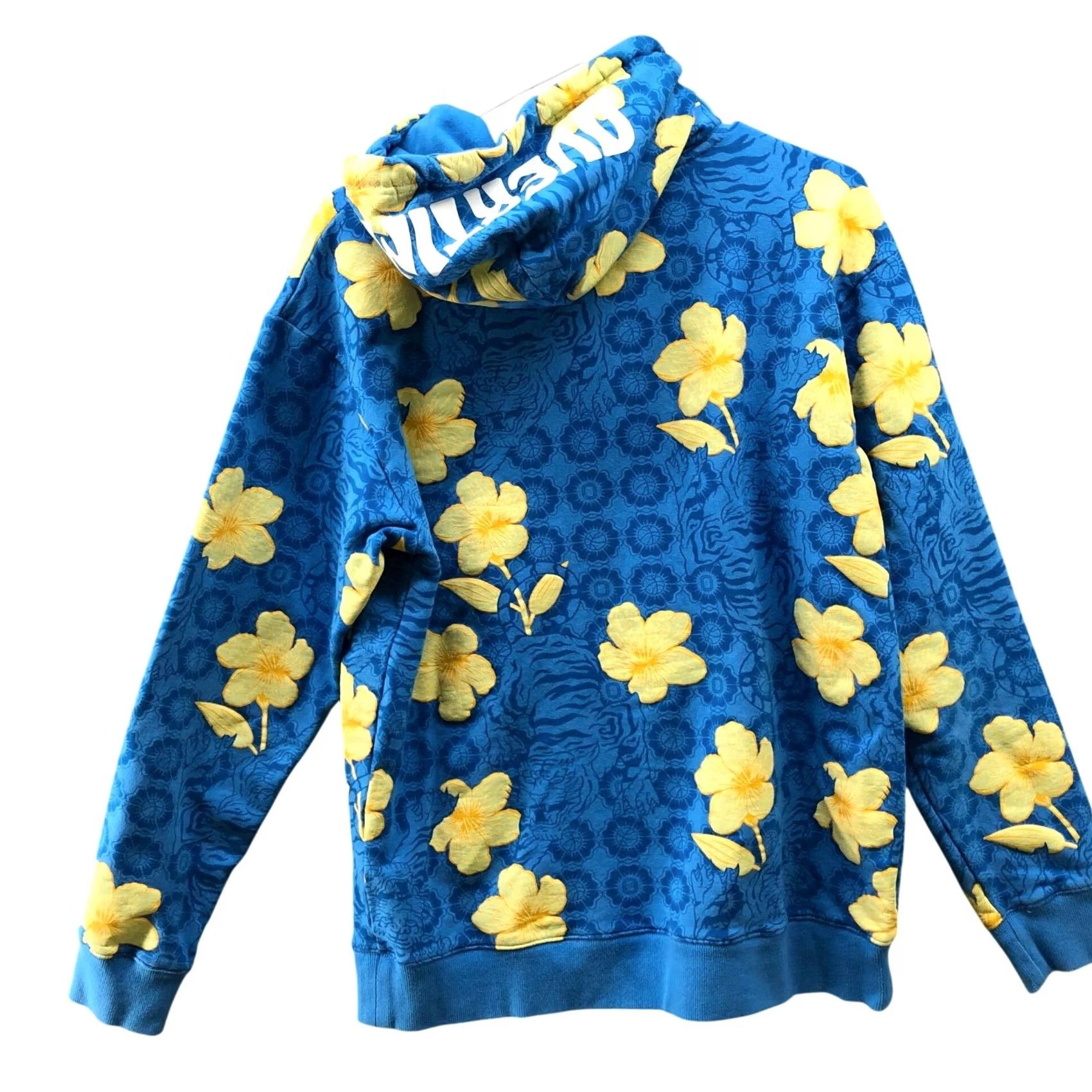 Vintage Overtime Hoodie Mens M Blue Yellow Floral Hawaiian Tropical Tiger Graphic Size US M / EU 48-50 / 2 - 2 Thumbnail