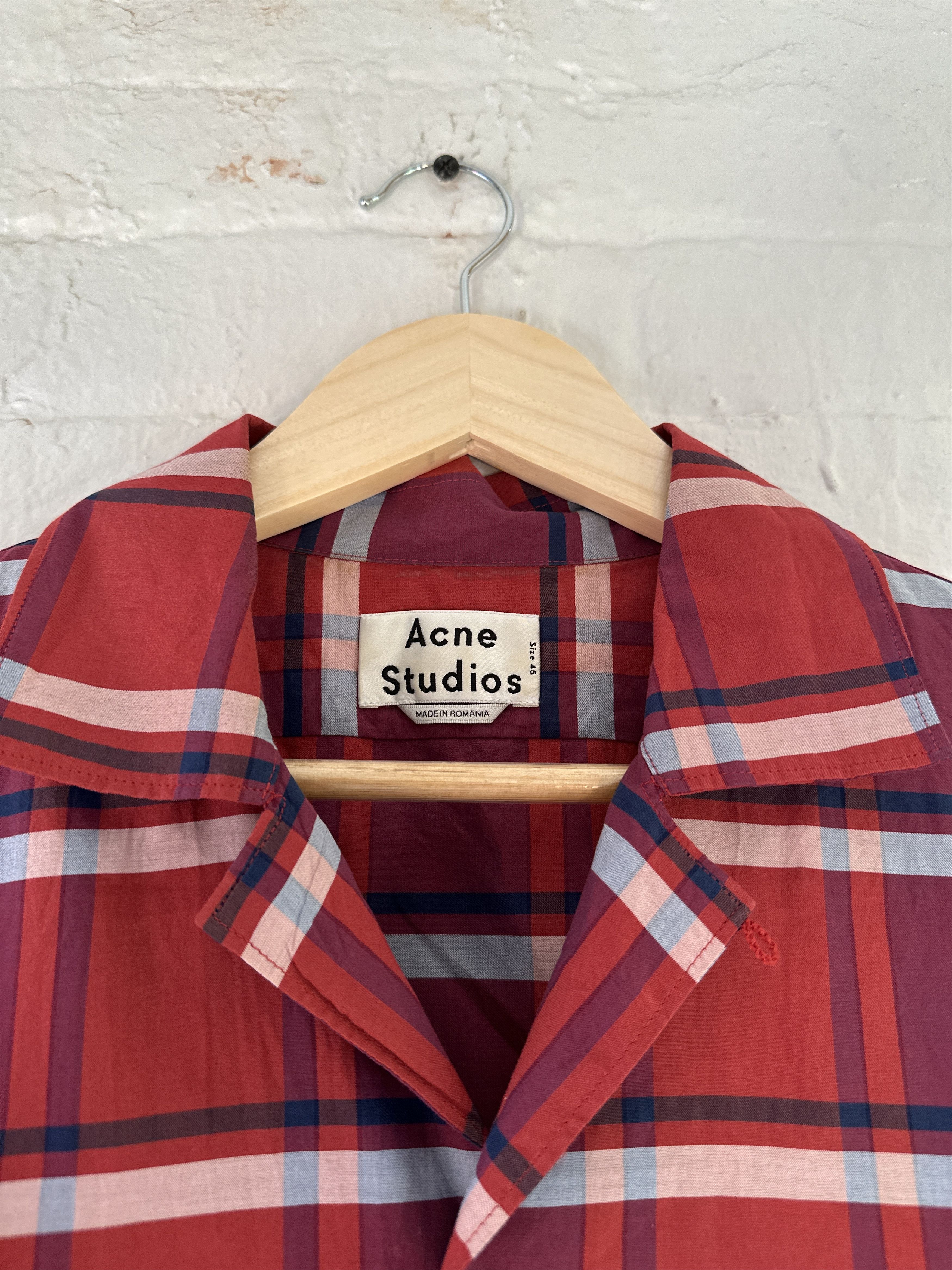 Acne Studios Acne Studios Elms Check Camp Collar Shirt Size US S / EU 44-46 / 1 - 2 Thumbnail