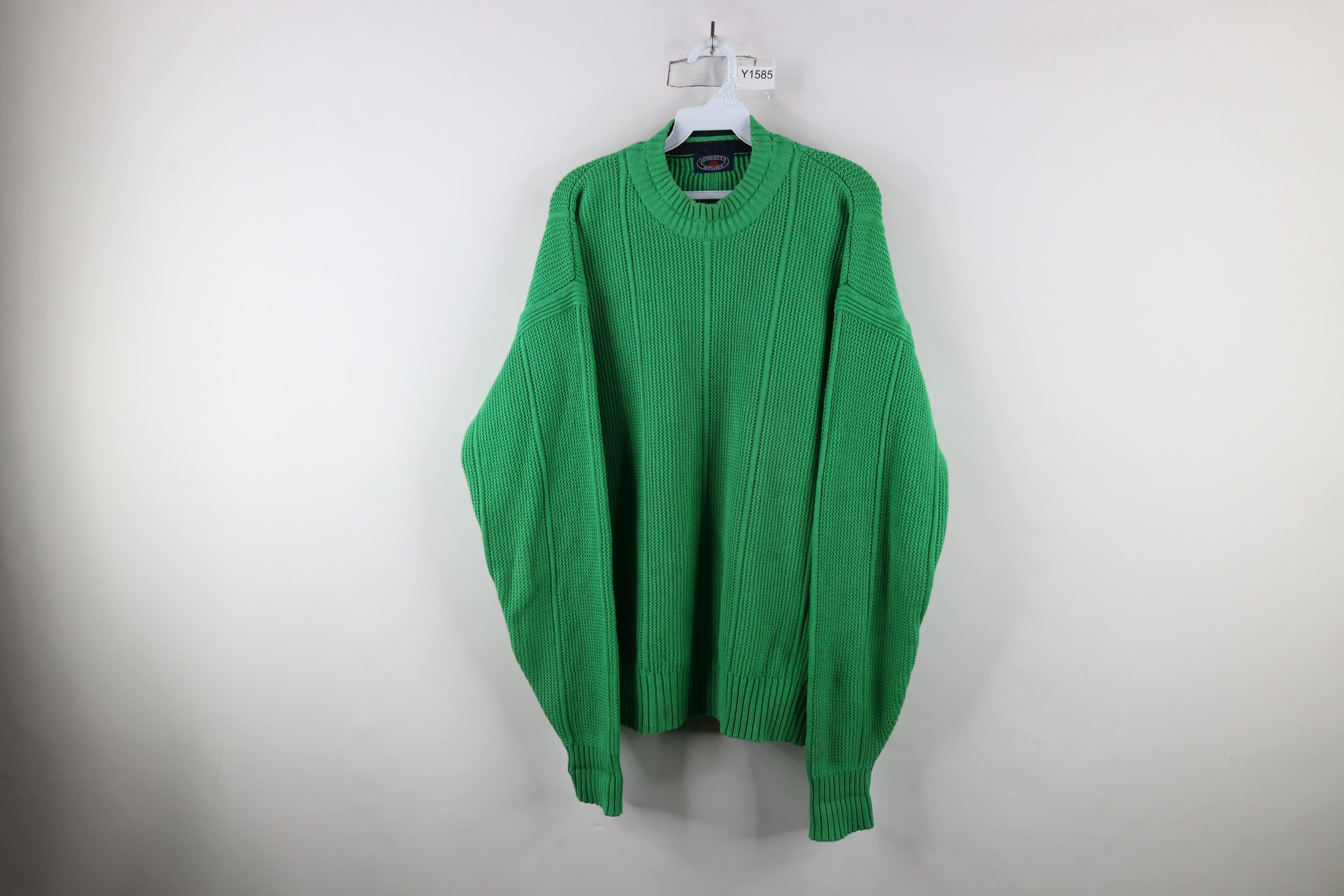 Vintage Vintage 90s Streetwear Heavyweight Cotton Knit Sweater Green Size US M / EU 48-50 / 2 - 1 Thumbnail
