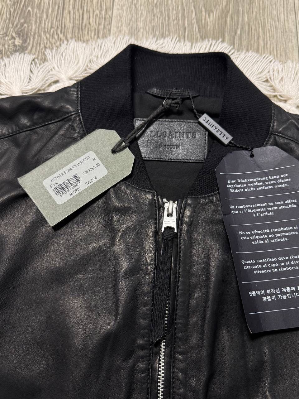 Allsaints ALLSAINTS Men’s Black Leather Bomber Jacket Sheep Leather Size US M / EU 48-50 / 2 - 5 Thumbnail