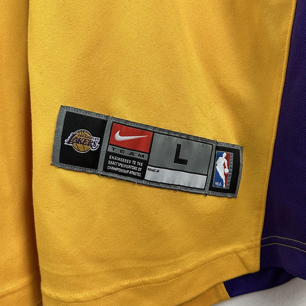 NBA × Nike × Vintage Vintage Nike NBA Lakers Warm Up Shooting Shirt Gold Purple Size US L / EU 52-54 / 3 - 6 Thumbnail