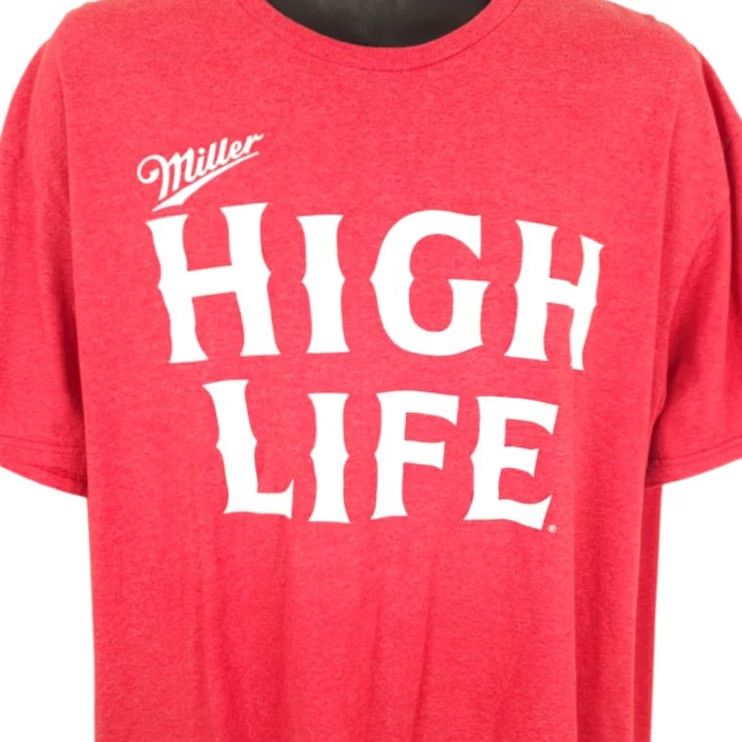 Vintage Miller High Life T Shirt Mens 2XL Red Champagne Of Beers Breweriana Shirt Mens 2XL Red Beer Breweriana Size US XXL / EU 58 / 5 - 2 Thumbnail