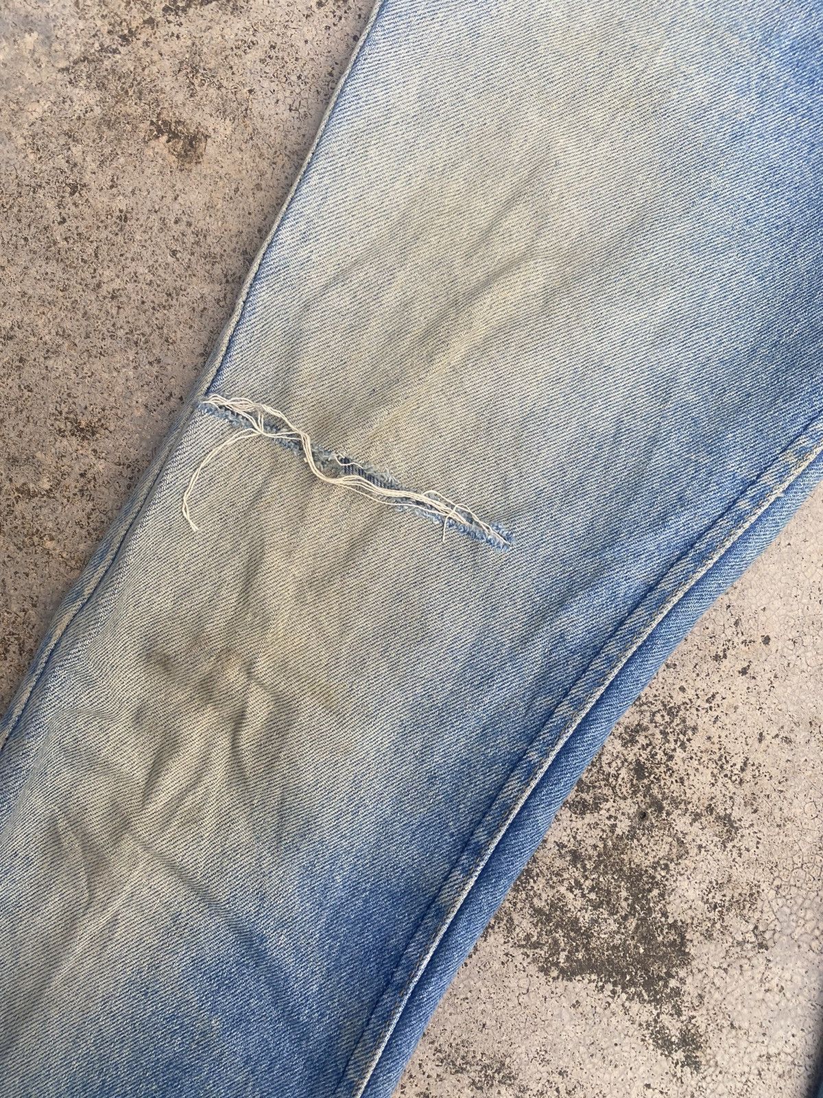 Lee × Vintage Flare Jeans Vintage 90s Lee Distressed Faded Blue Bootcut Size US 30 / EU 46 - 13 Thumbnail