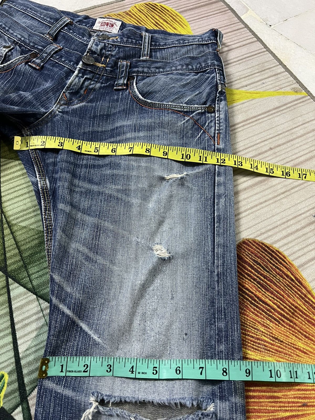Edwin × If Six Was Nine VTG EDWIN DOUBLE WAIST DISTRESSED JEANS VERY RARE Size US 31 - 14 Thumbnail