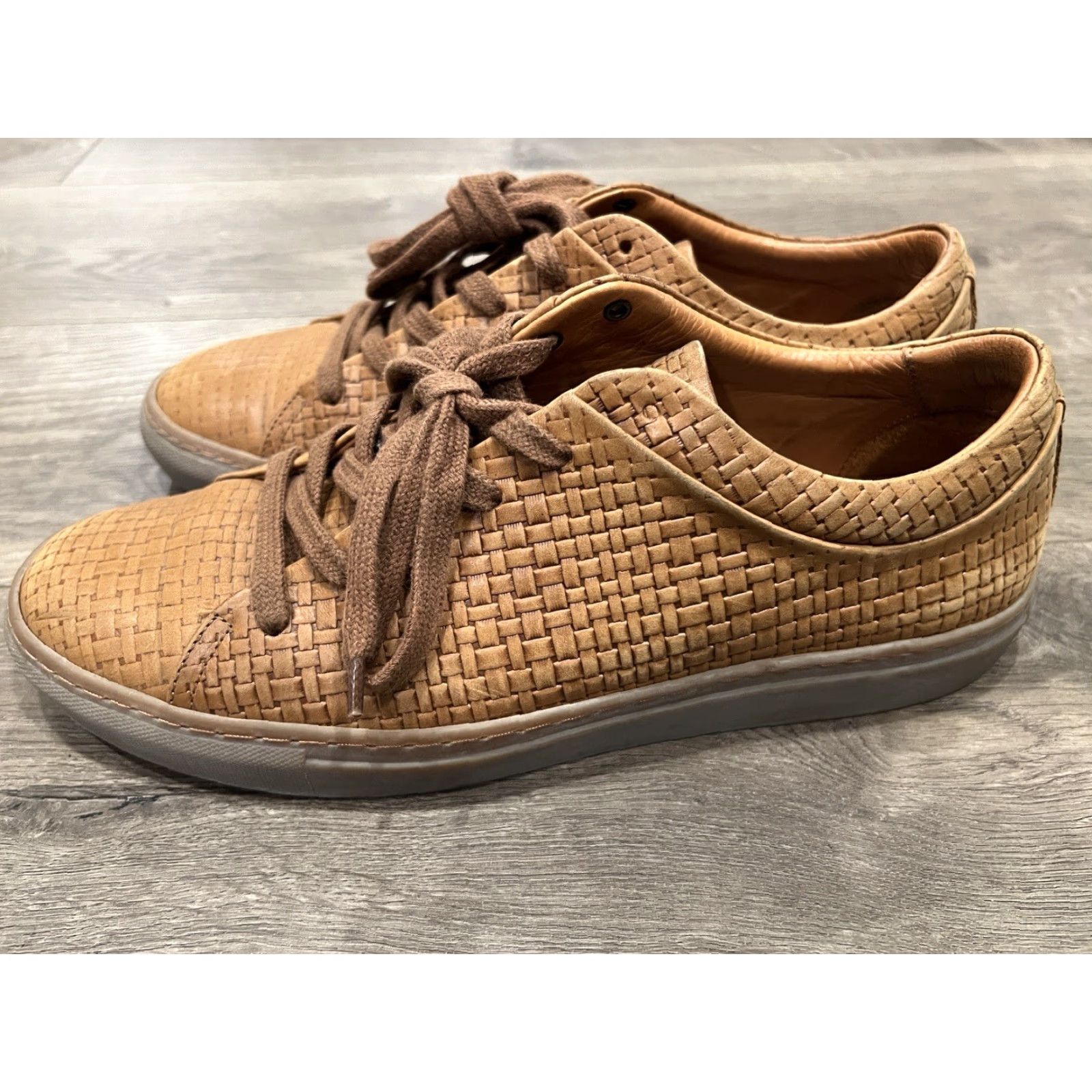 Aquatalia AQUATALIA Alaric Embossed Woven Leather Sneakers - Gray - Mens 9 M - Athletic Low Top - Weatherproof Size US 9 / EU 42 - 6 Thumbnail