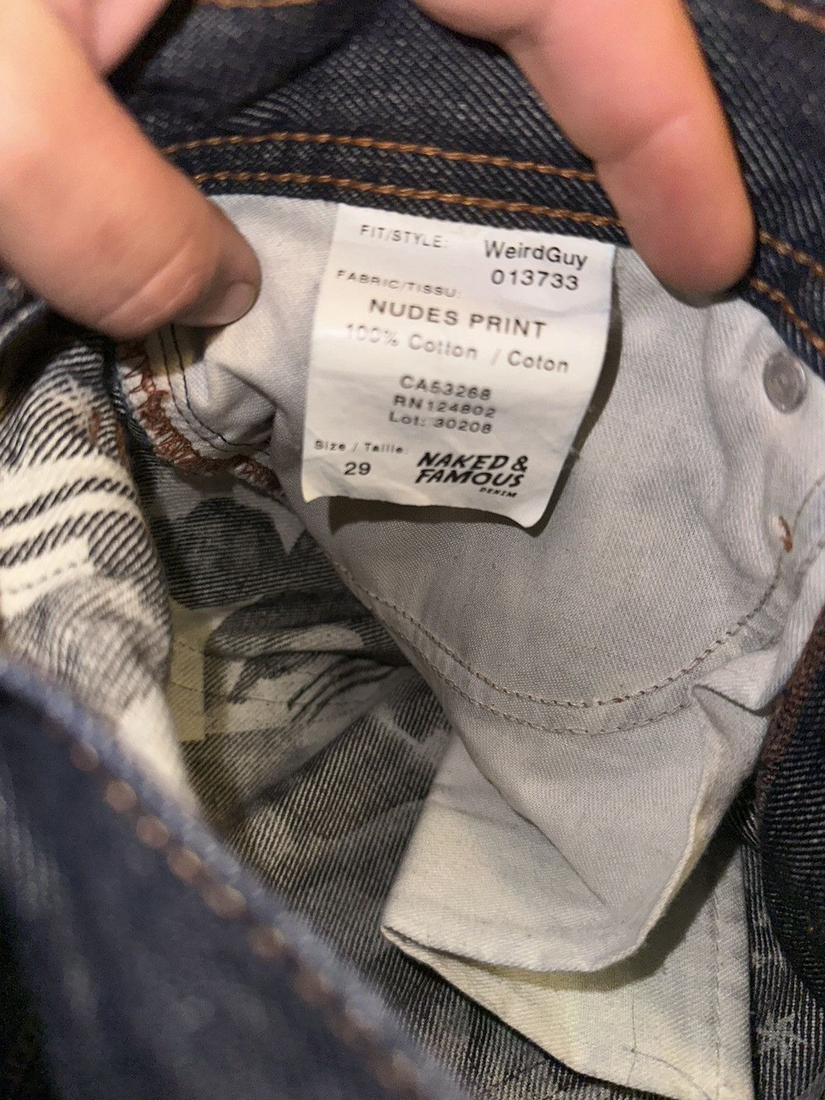 Naked & Famous Naked & Famous Weird Guy Jeans Vintage Nudes Print Size US 29 - 6 Thumbnail