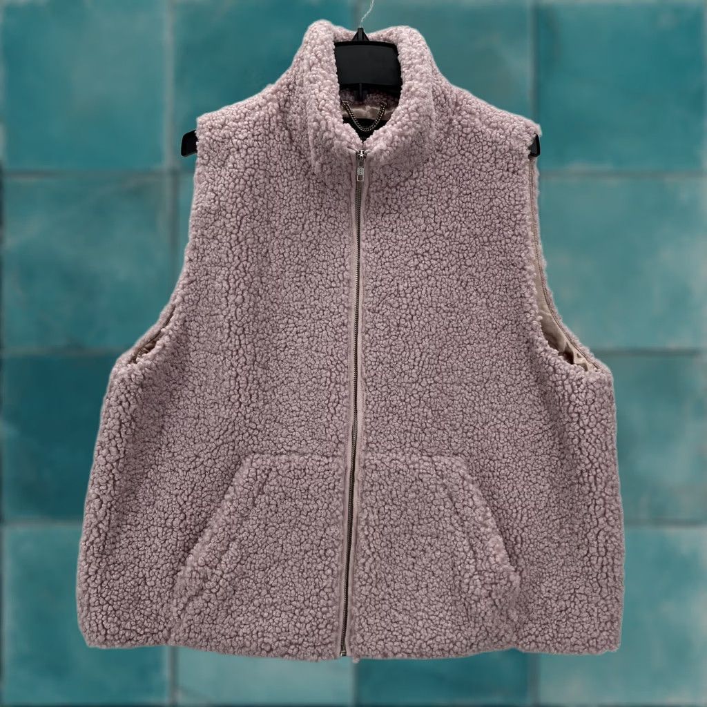 J.Crew J.Crew Teddy Sherpa Vest Women's 2XL Pink Full Zip Mock Neck Preppy Shirt Vest to Sherpa Vest Faux Fur | Pink | J.CREW Size XXL / US 16-18 / IT 52-54 - 1 Thumbnail