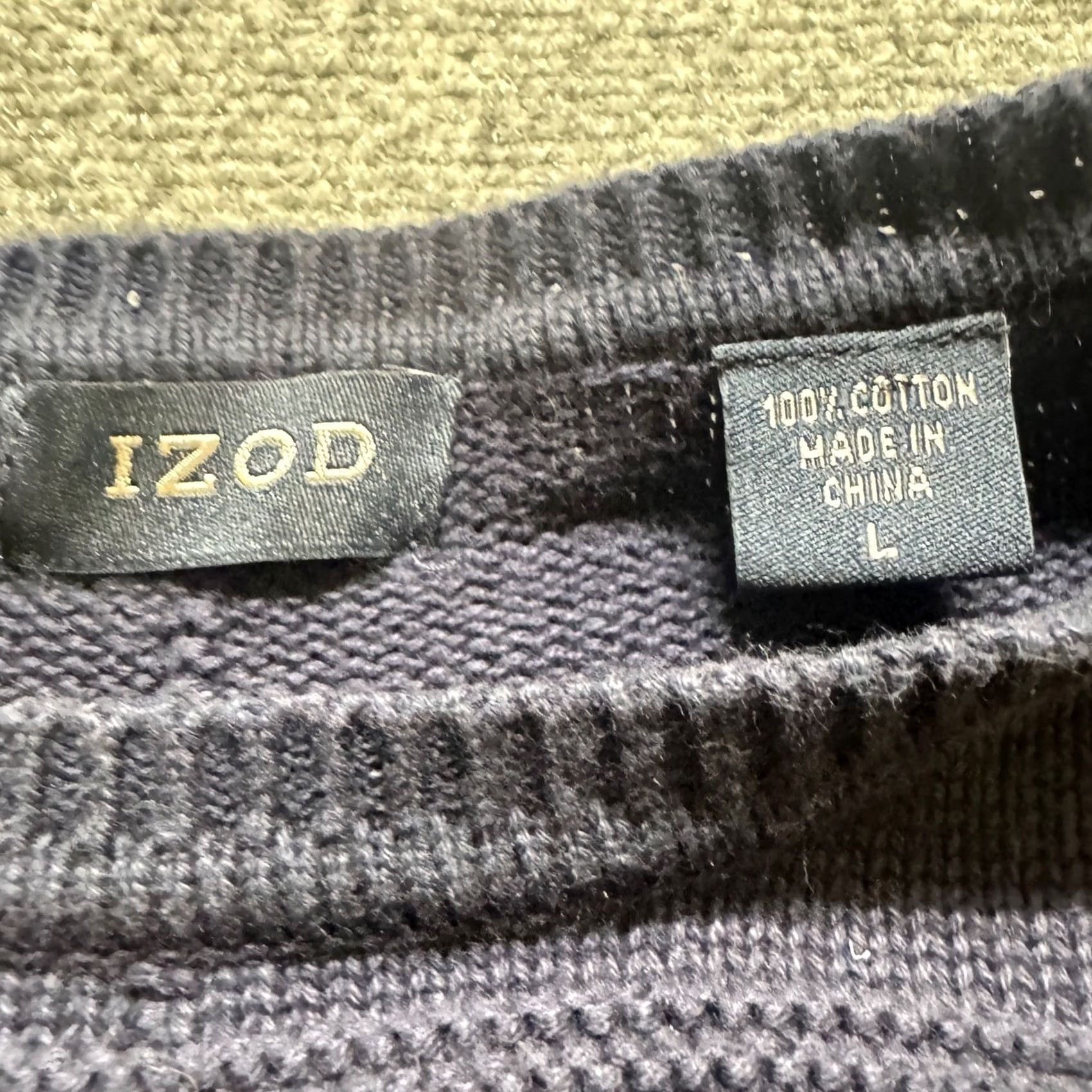 Izod IZOD Pullover Sweater Men Large Blue Geometric Cotton Knitted Casual L Regular Size US L / EU 52-54 / 3 - 4 Thumbnail