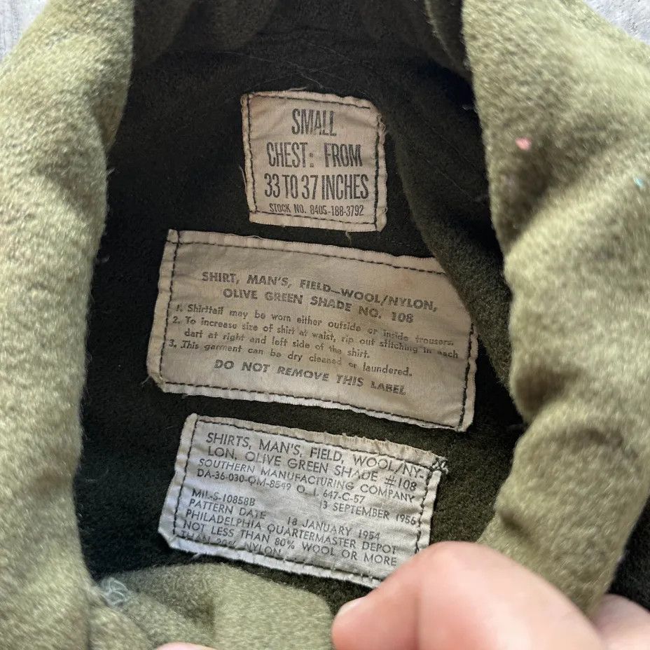 Other Vintage 50s Military Olive Green Field Wool Button Shirt Size US S / EU 44-46 / 1 - 5 Thumbnail