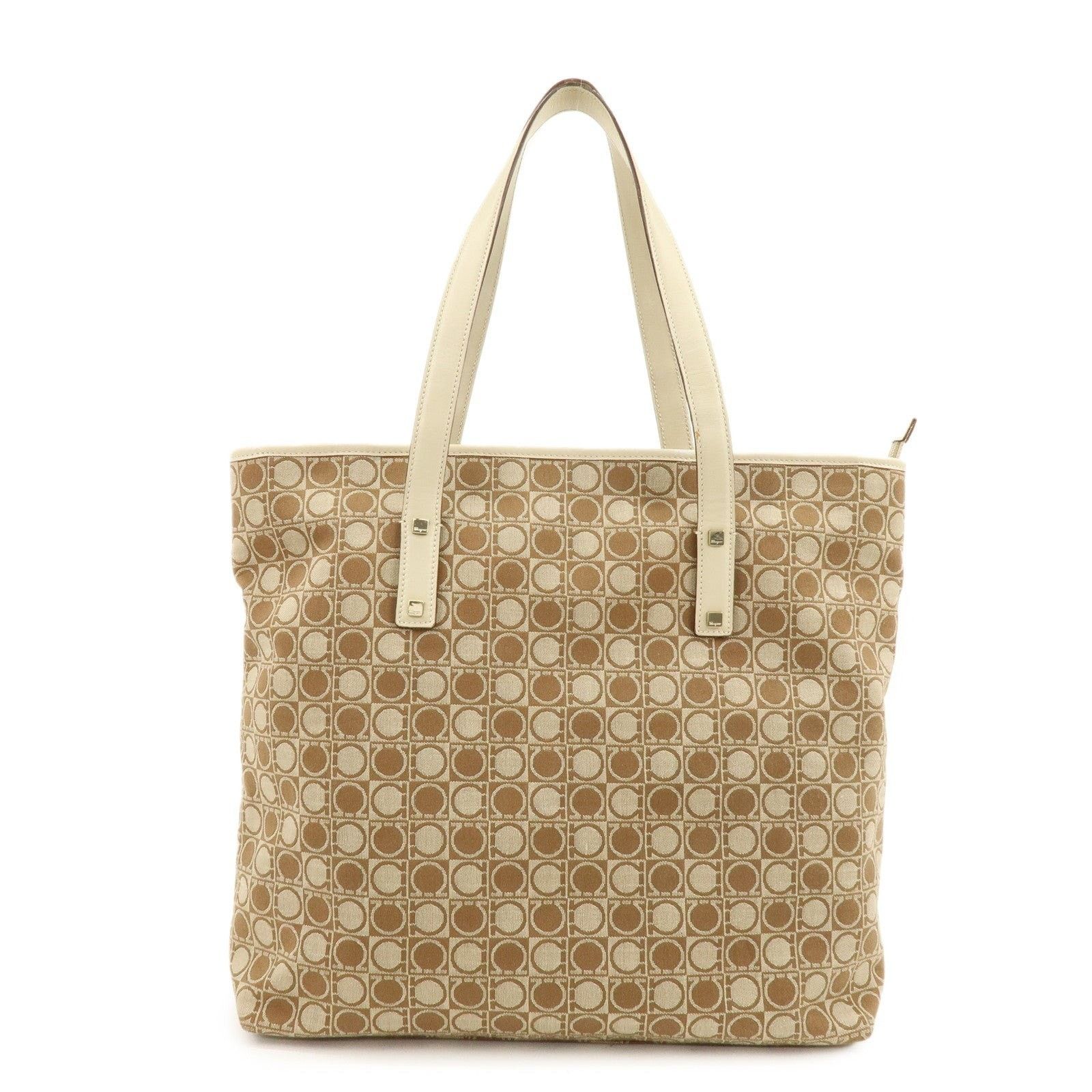 Salvatore Ferragamo Ferragamo Gancini Canvas & Leather Tote Tan Size ONE SIZE - 1 Thumbnail