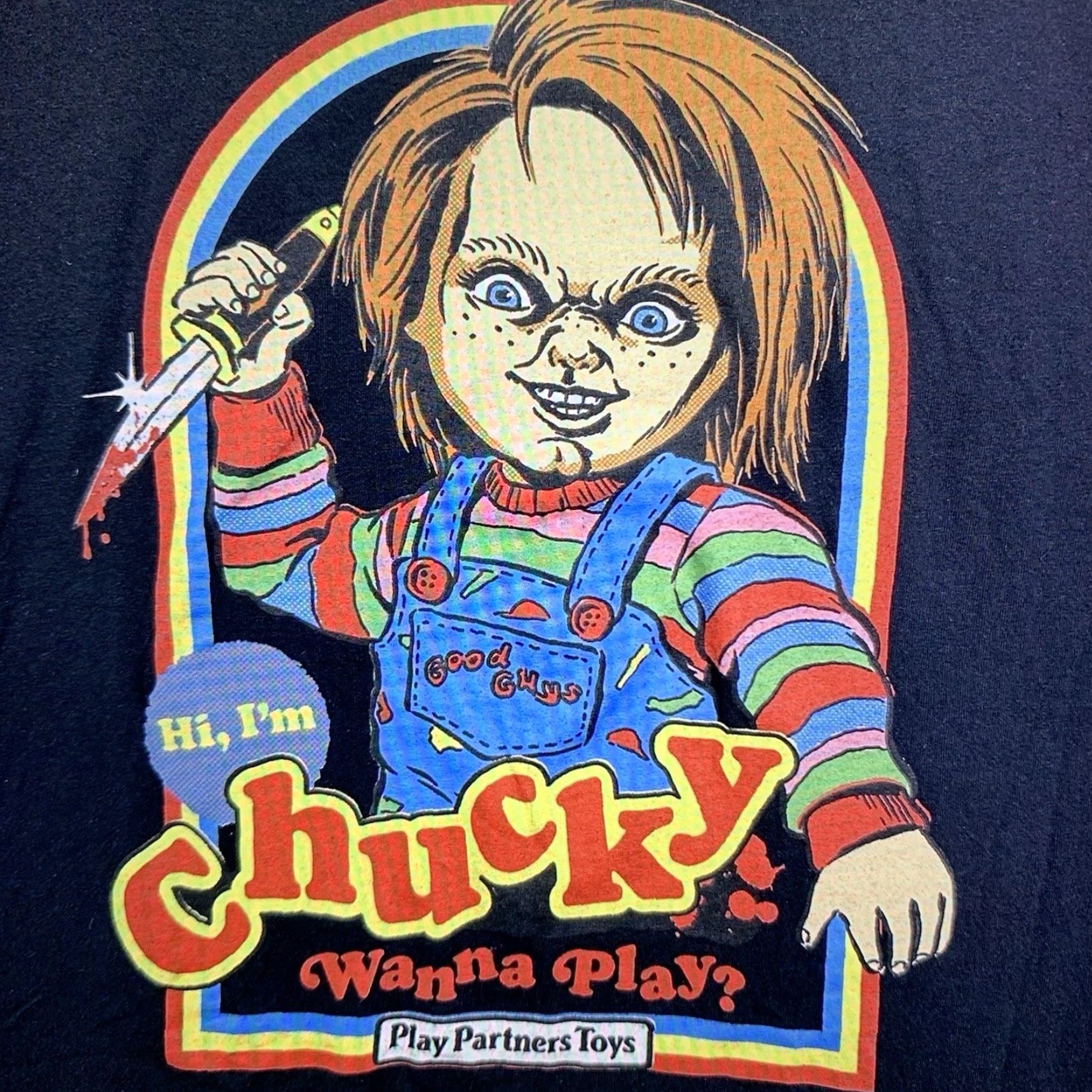 Vintage Chucky Horror Movie T-Shirt Large Black Graphic Print 90s Universal Mens Size US L / EU 52-54 / 3 - 3 Thumbnail
