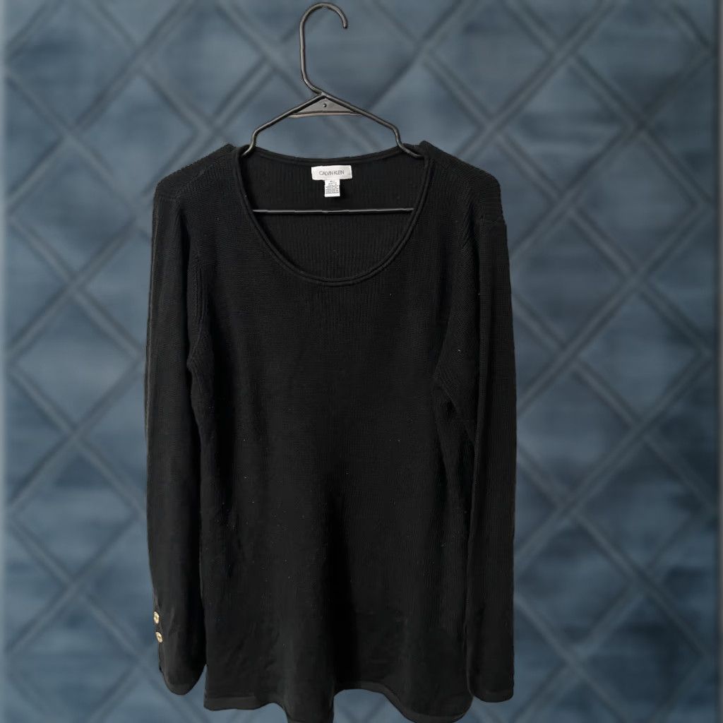 Calvin Klein Calvin Klein Rib Knit Sweater Womens XL Black Solid Pullover Size XL / US 12-14 / IT 48-50 - 1 Thumbnail