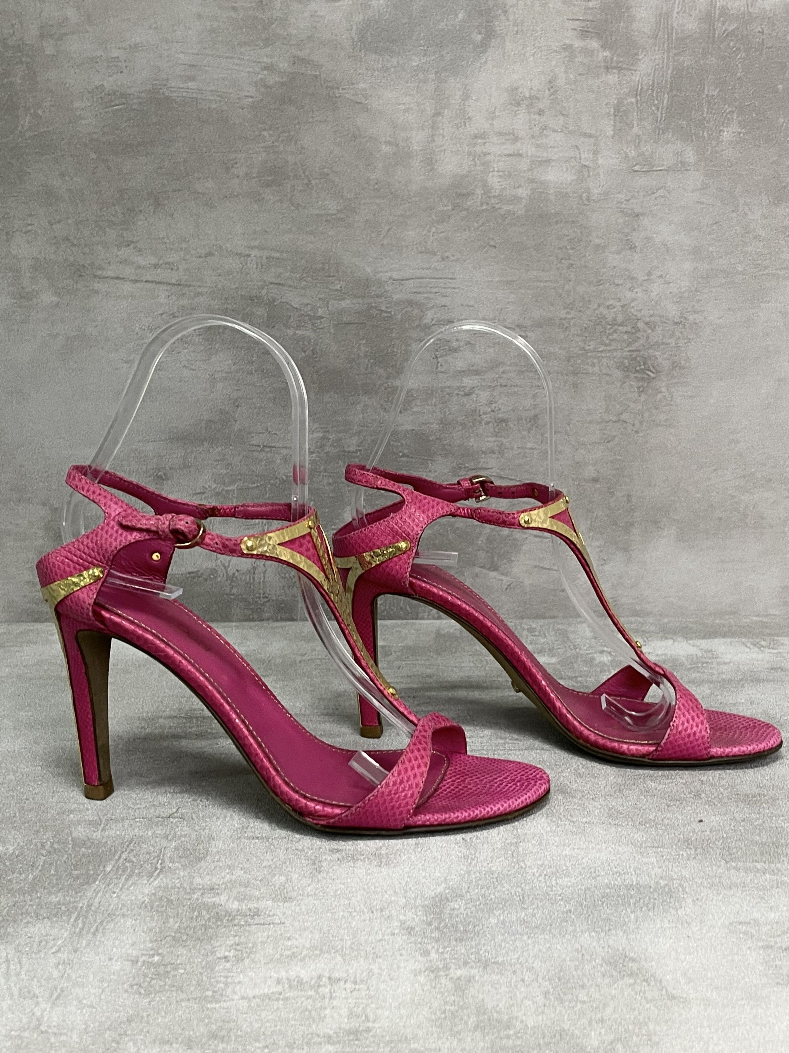 Sergio Rossi Sergio Rossi Hot Pink 90mm Open Toes Heels Size US 5.5 / IT 35.5 - 1 Thumbnail