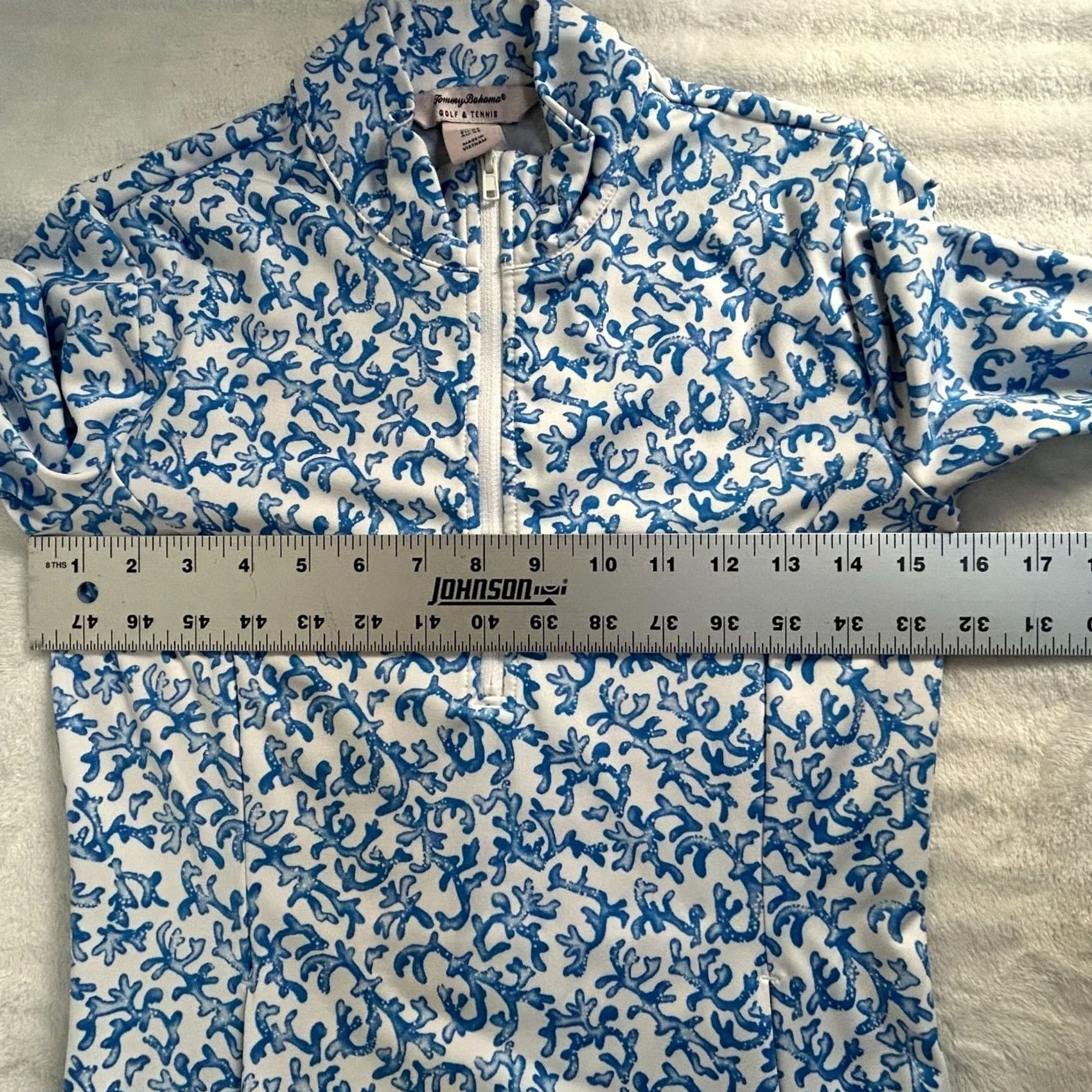 Tommy Bahama Tommy Bahama Womens Golf & Tennis Long Sleeve Active Shirt XS White Blue Printed Size XS / US 0-2 / IT 36-38 - 6 Thumbnail