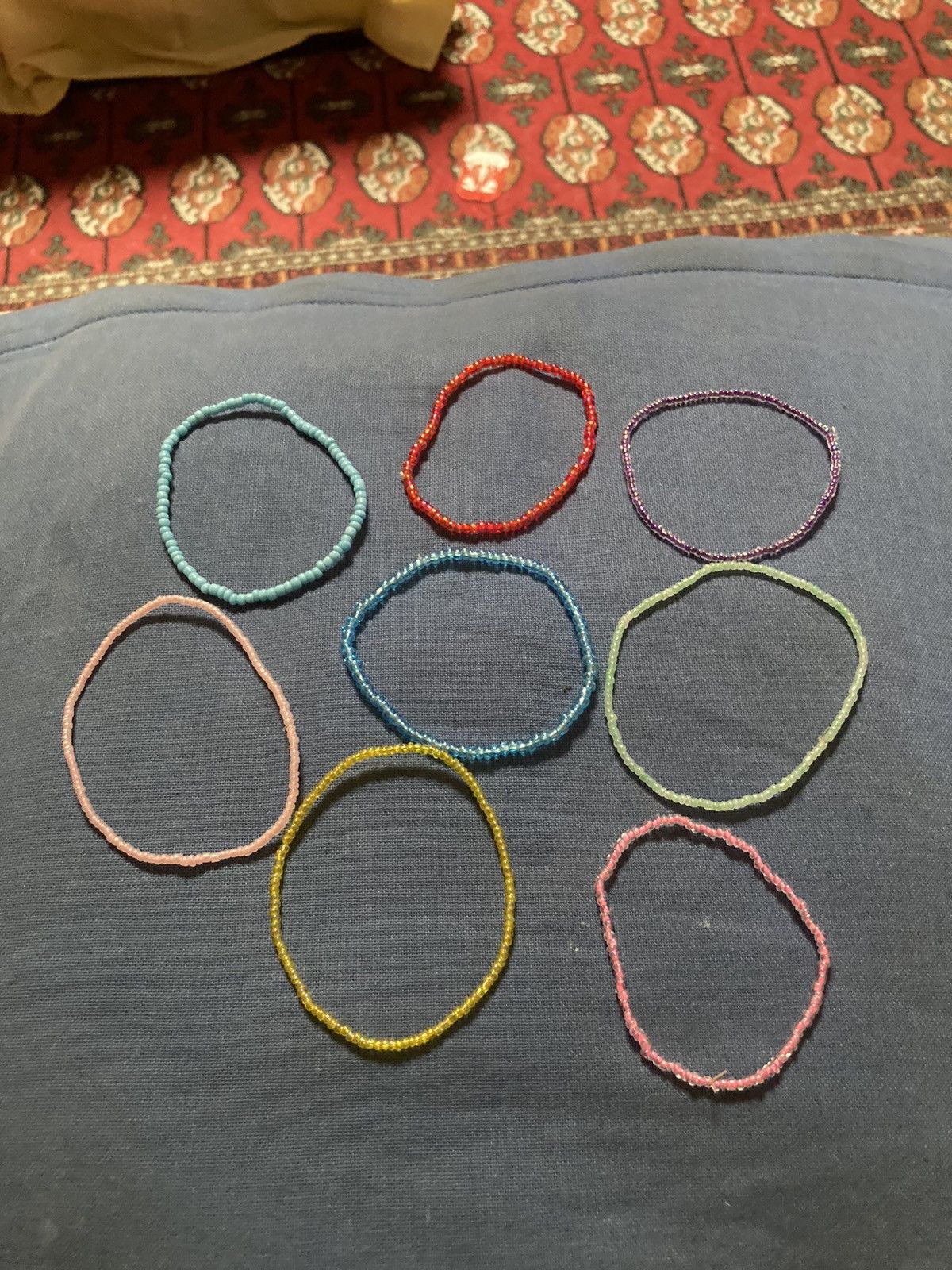 Handmade Set of 8 colourful rainbow beaded bracelets Size ONE SIZE - 1 Thumbnail