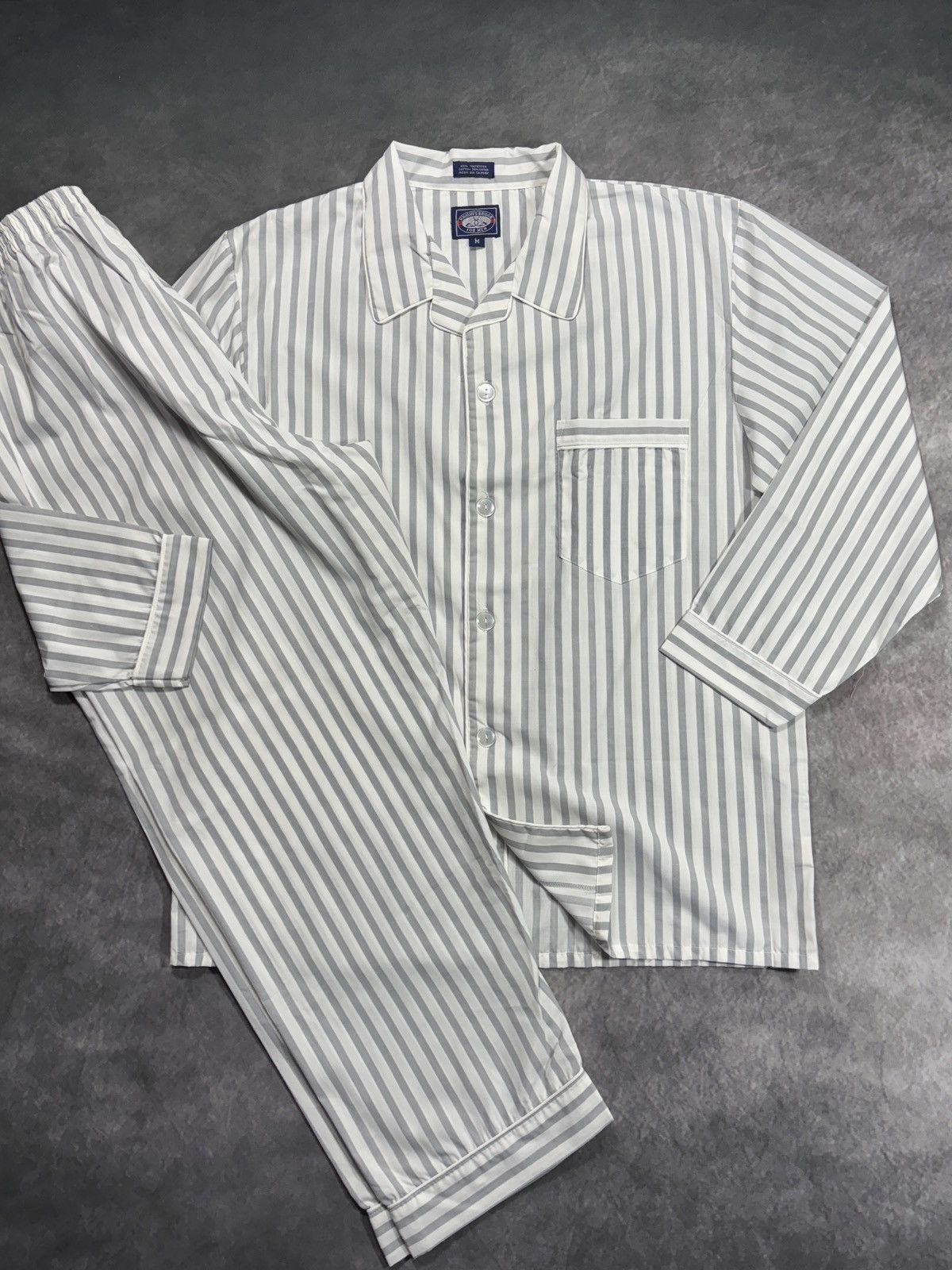 Vintage Vintage Striped Pajamas 90s Sleep Set Matching Suit Prison Size US 35 - 1 Thumbnail