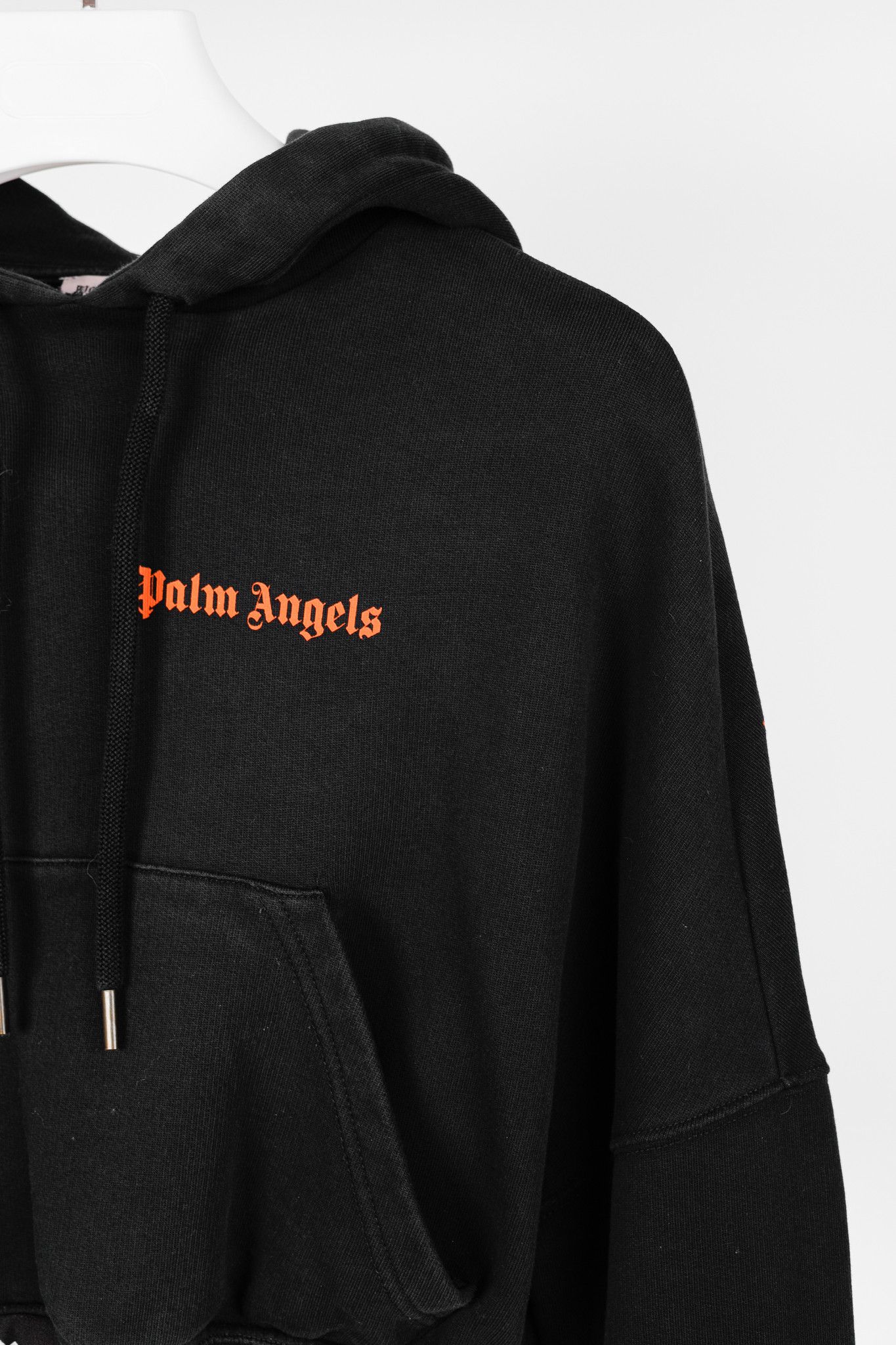 Palm Angels Palm Angels Summer 2019 Black Cropped Logo Print Hoodie Size S / US 4 / IT 40 - 5 Thumbnail