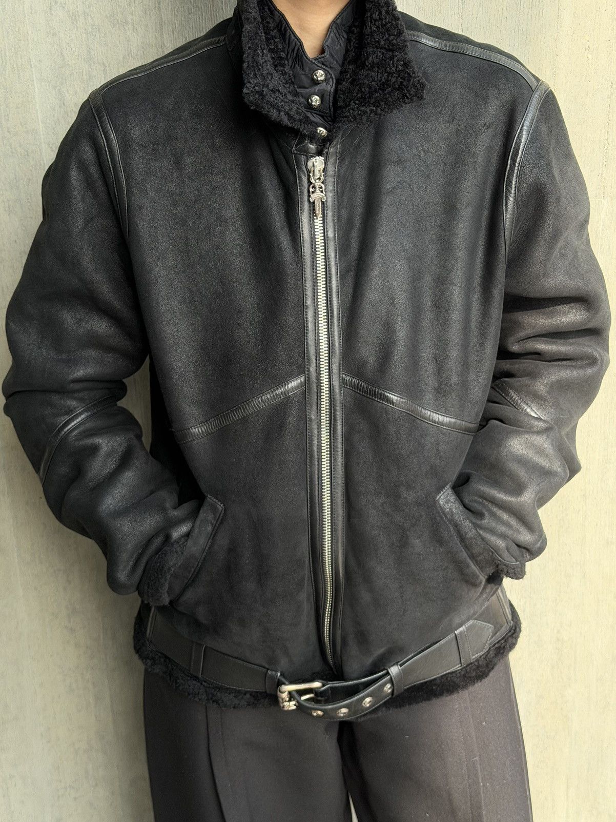 Chrome Hearts Chrome Hearts Mouton Fur Suede Shearling Jacket Size US L / EU 52-54 / 3 - 6 Thumbnail