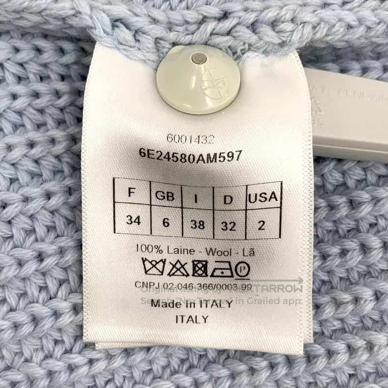 Dior Dior Light blue irregular lace design wool round neck long Size XXS / US 00 / IT 34 - 6 Thumbnail