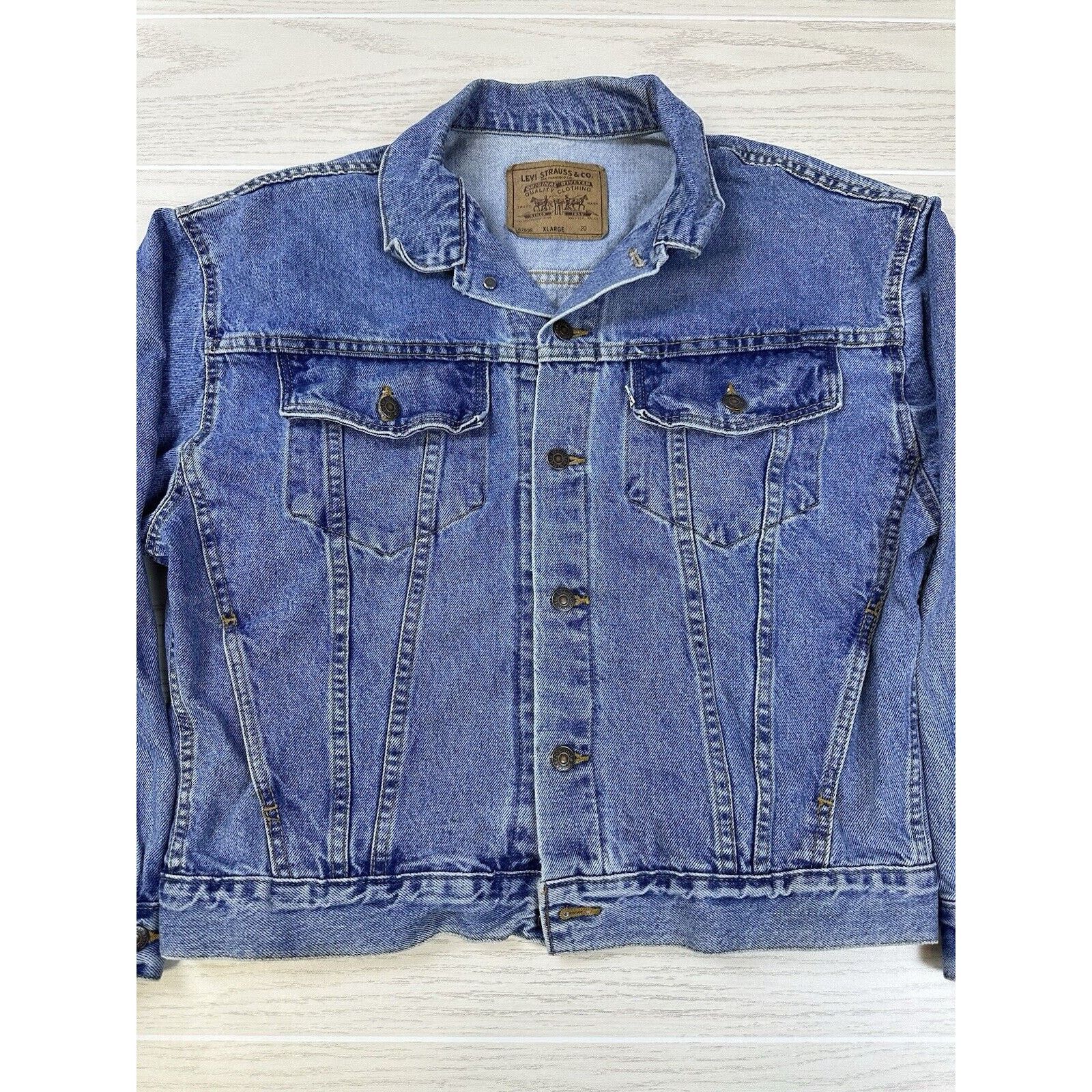 Levi's × Vintage Vintage 57598 White Tab Levi Denim Jacket Size US XL / EU 56 / 4 - 2 Thumbnail