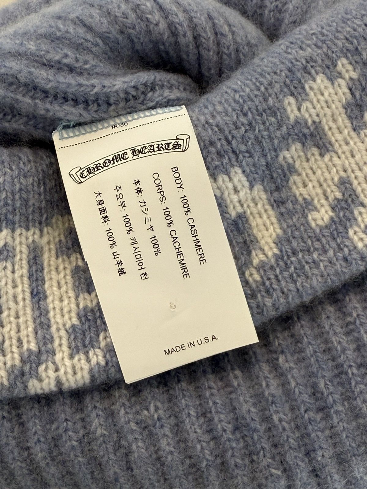 Chrome Hearts Big Daddy baby blue cashmere beanie Size ONE SIZE - 5 Thumbnail