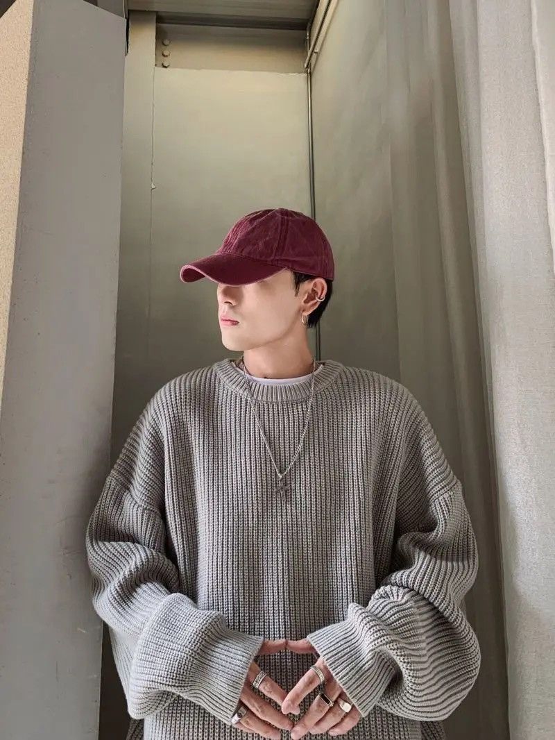 Vintage Sweatshirt Knitted Solid Streetwear Pullover y2k Size US L / EU 52-54 / 3 - 3 Thumbnail
