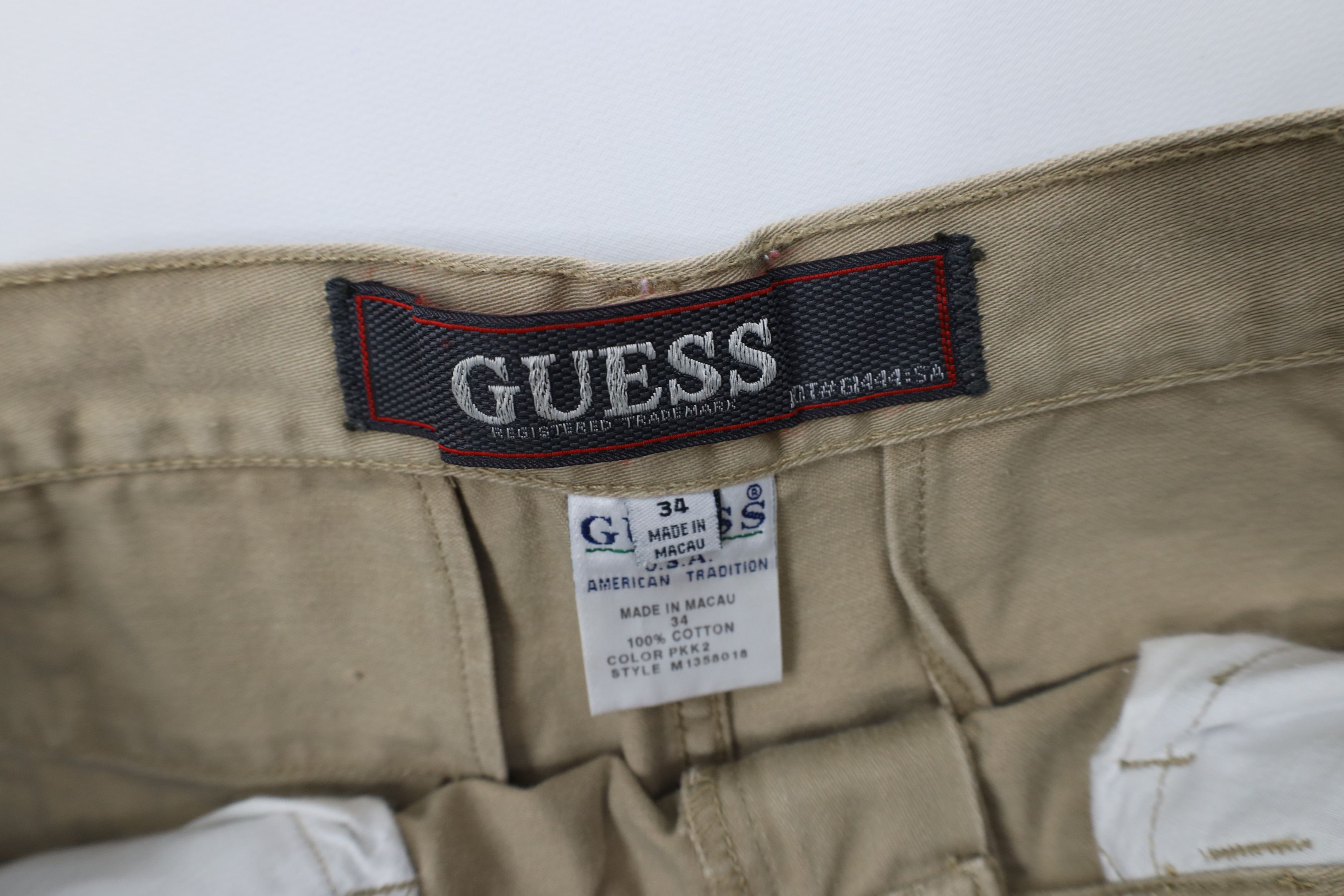 Guess Vintage 90s Guess Spell Baggy Wide Leg Dungaree Pants Khaki Size US 34 / EU 50 - 8 Thumbnail