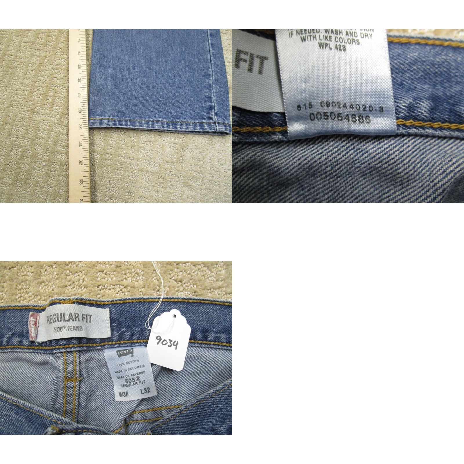 Levi's VINTAGE Levi's 505 Jeans Men 36x30 Blue Regular Fit Denim Pants Dark Wash Leather Logo 90s 00s Mens Size US 36 / EU 52 - 8 Thumbnail