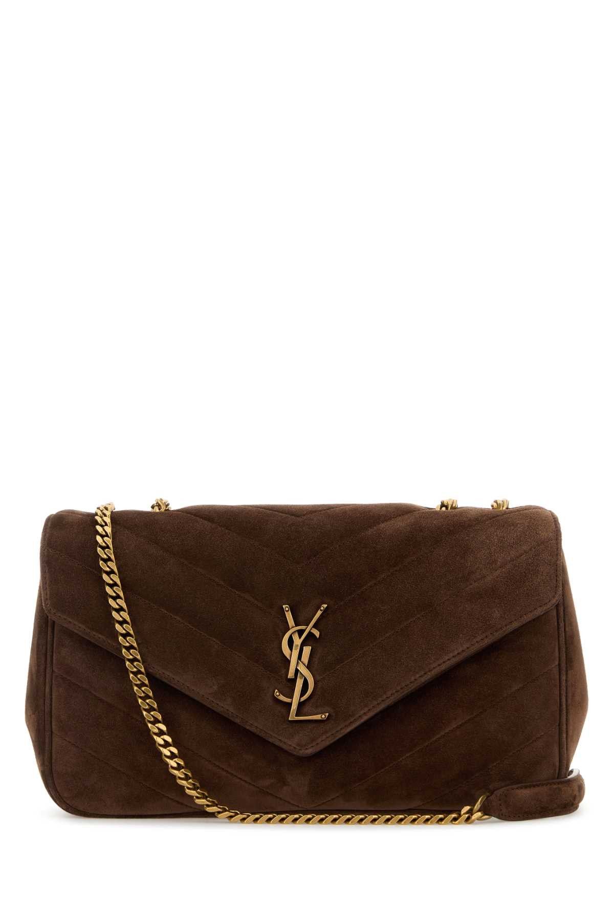 Brown Suede Medium Loulou Shoulder Bag