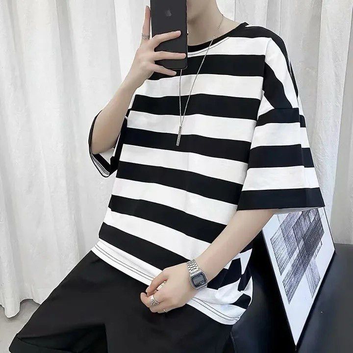 Japanese Brand × Vintage black-and-white striped short-sleeve T-shirt. Size US M / EU 48-50 / 2 - 1 Thumbnail