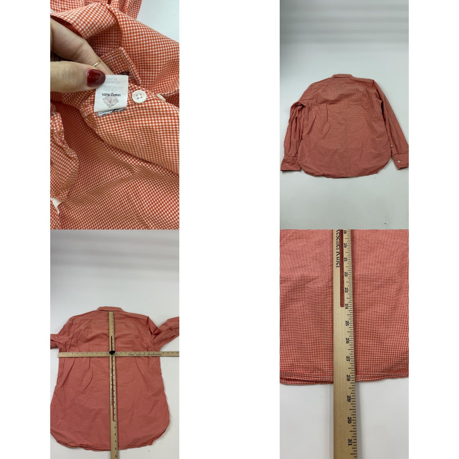 J.Crew J.Crew Shirt Mens Medium Orange Gingham Button-Down Long Sleeve Cotton Size US M / EU 48-50 / 2 - 8 Thumbnail