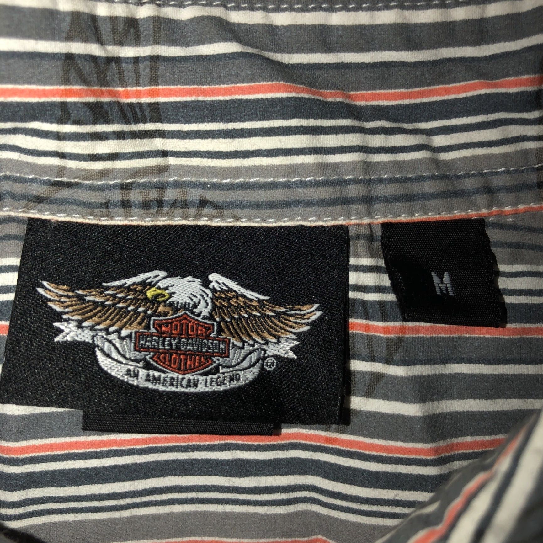 Harley Davidson Harley-Davidson Striped Button-Up Shirt Mens M Gray Short Sleeve Men Regular, Biker, Motorcycle, Vintage? No, Pre-owned Size US M / EU 48-50 / 2 - 3 Thumbnail