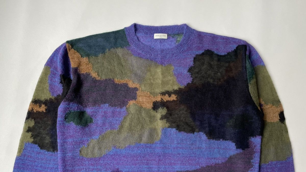 Dries Van Noten Sample Abstract Camo Mohair Sweater Size US L / EU 52-54 / 3 - 2 Thumbnail