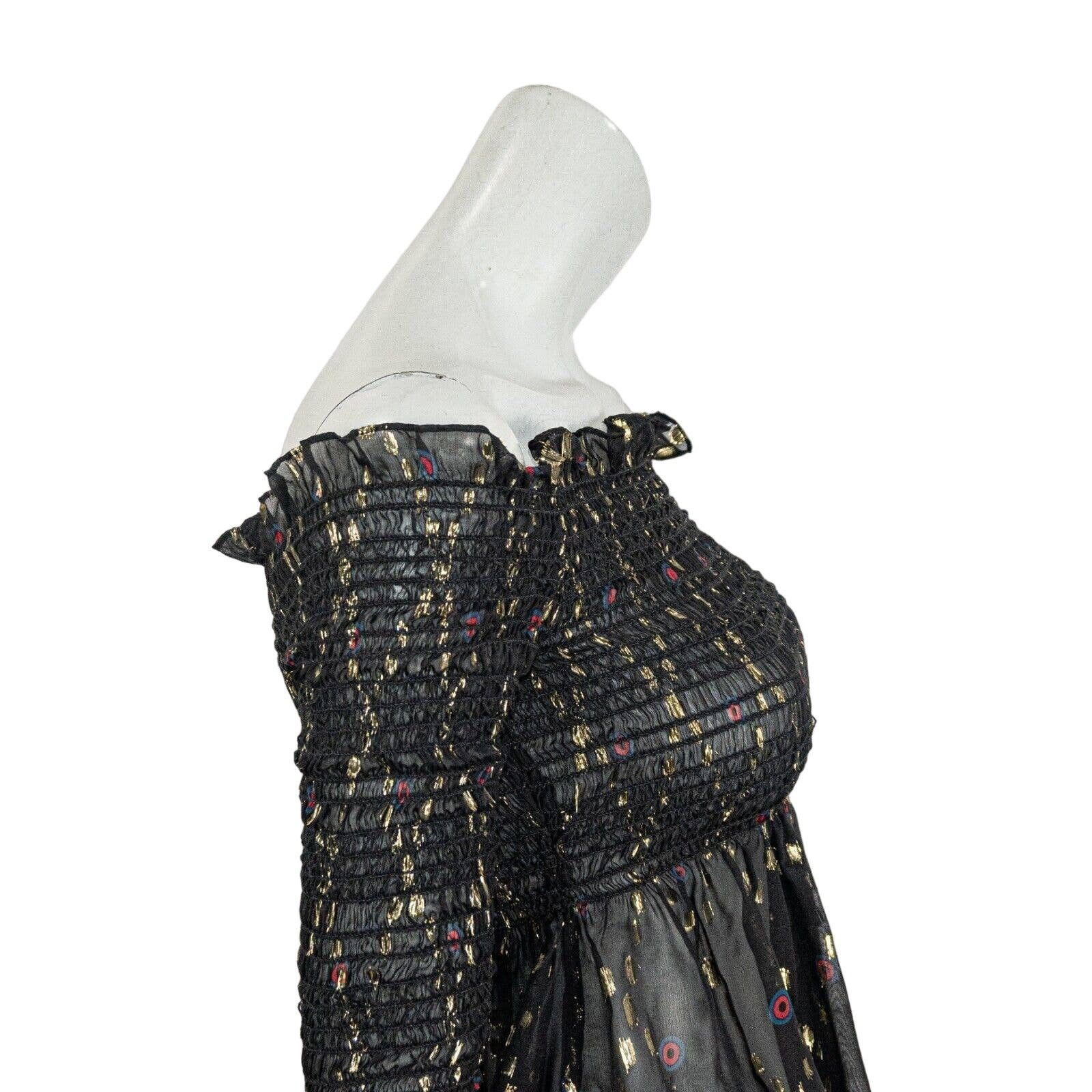 A.L.C. A.L.C. Agra Black Gold Metallic off Shoulder Blouse sheer 4 Size S / US 4 / IT 40 - 9 Thumbnail