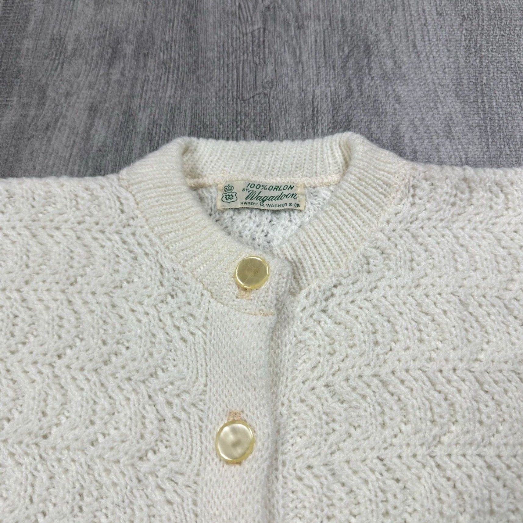 Vintage VINTAGE WAGADOON WHITE TEXTURED KNIT CARDIGAN Sweater Women's L 60s 70s Casual Size L / US 10 / IT 46 - 2 Thumbnail