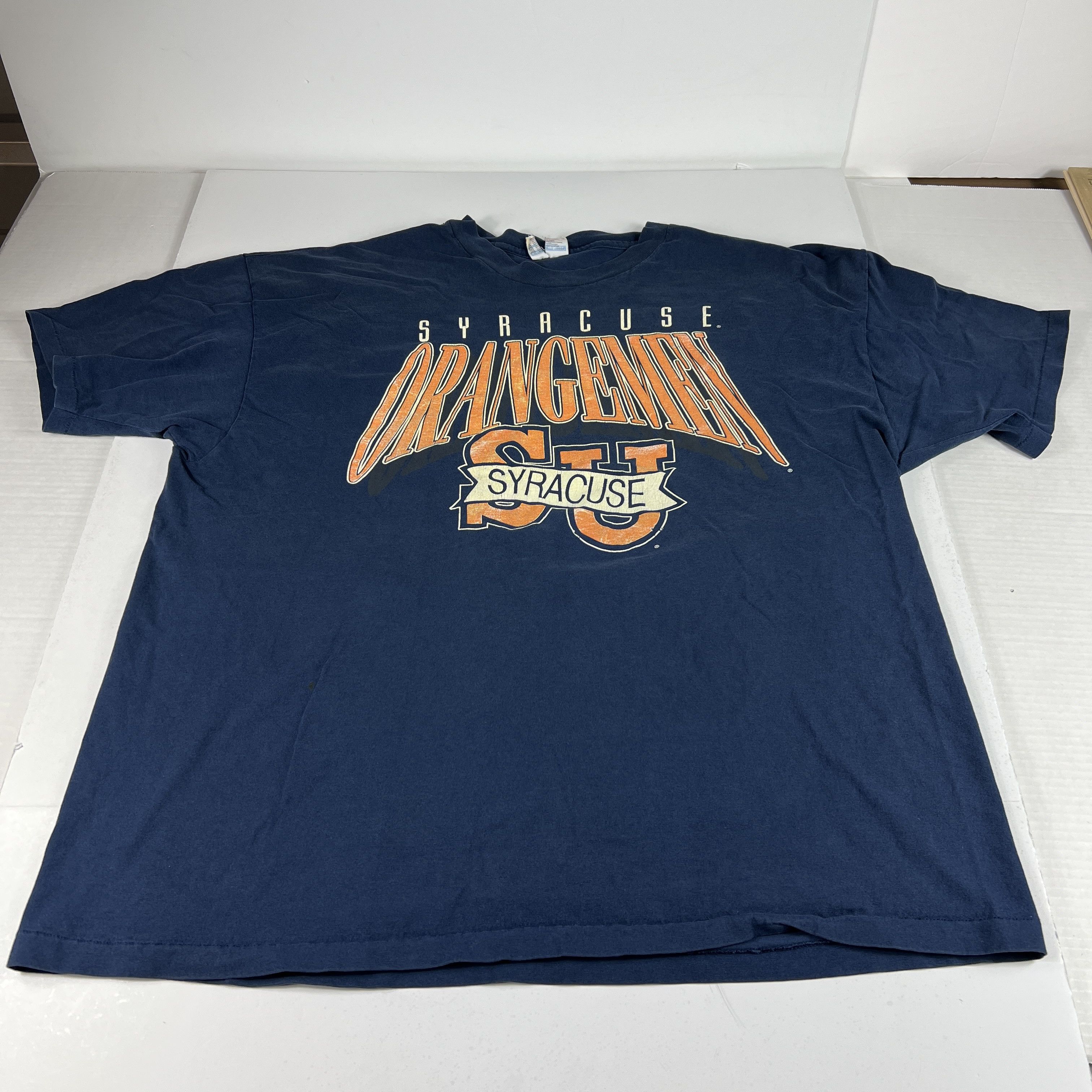 Hanes × NCAA × Vintage VTG 90s Syracuse Orangemen Shirt Faded Single Stitch Tee Size US XXL / EU 58 / 5 - 1 Thumbnail