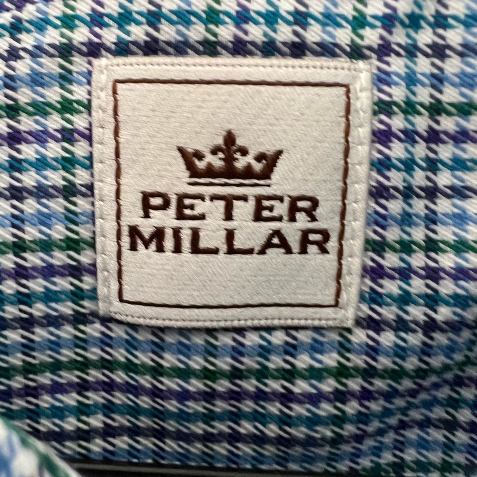 Peter Millar Peter Millar Mini Check Blue Mens Button Down Shirt XL EUC Size US XL / EU 56 / 4 - 5 Thumbnail
