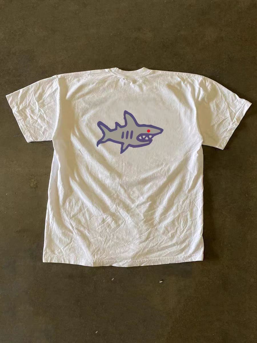 Japanese Brand × Vintage White casual retro shark print cotton t-shirt Size US M / EU 48-50 / 2 - 1 Thumbnail