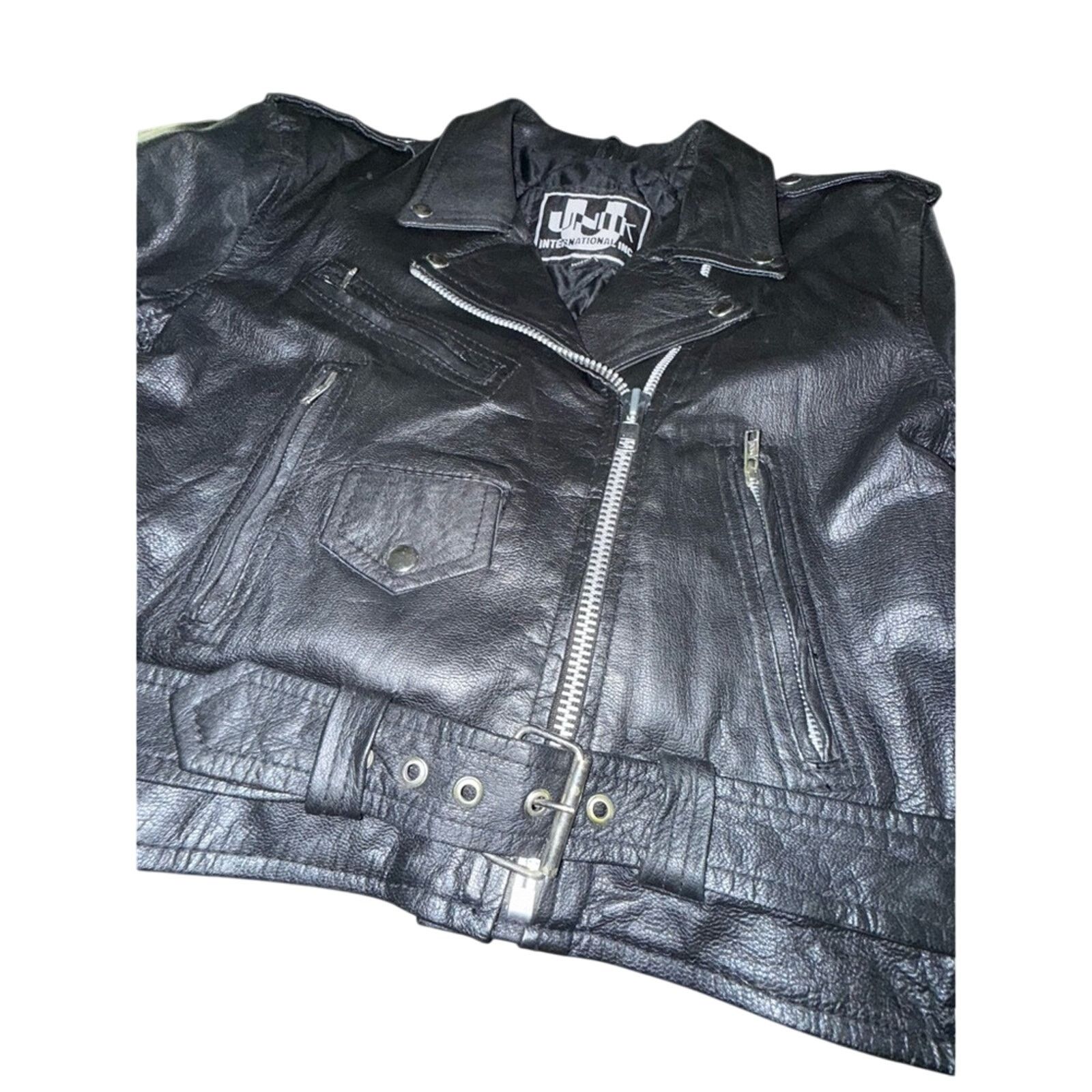 Vintage UNIC INTERNATIONAL BLACK THICK QUALITY BIKER MOTORCYCLE XL Size XL / US 12-14 / IT 48-50 - 3 Thumbnail