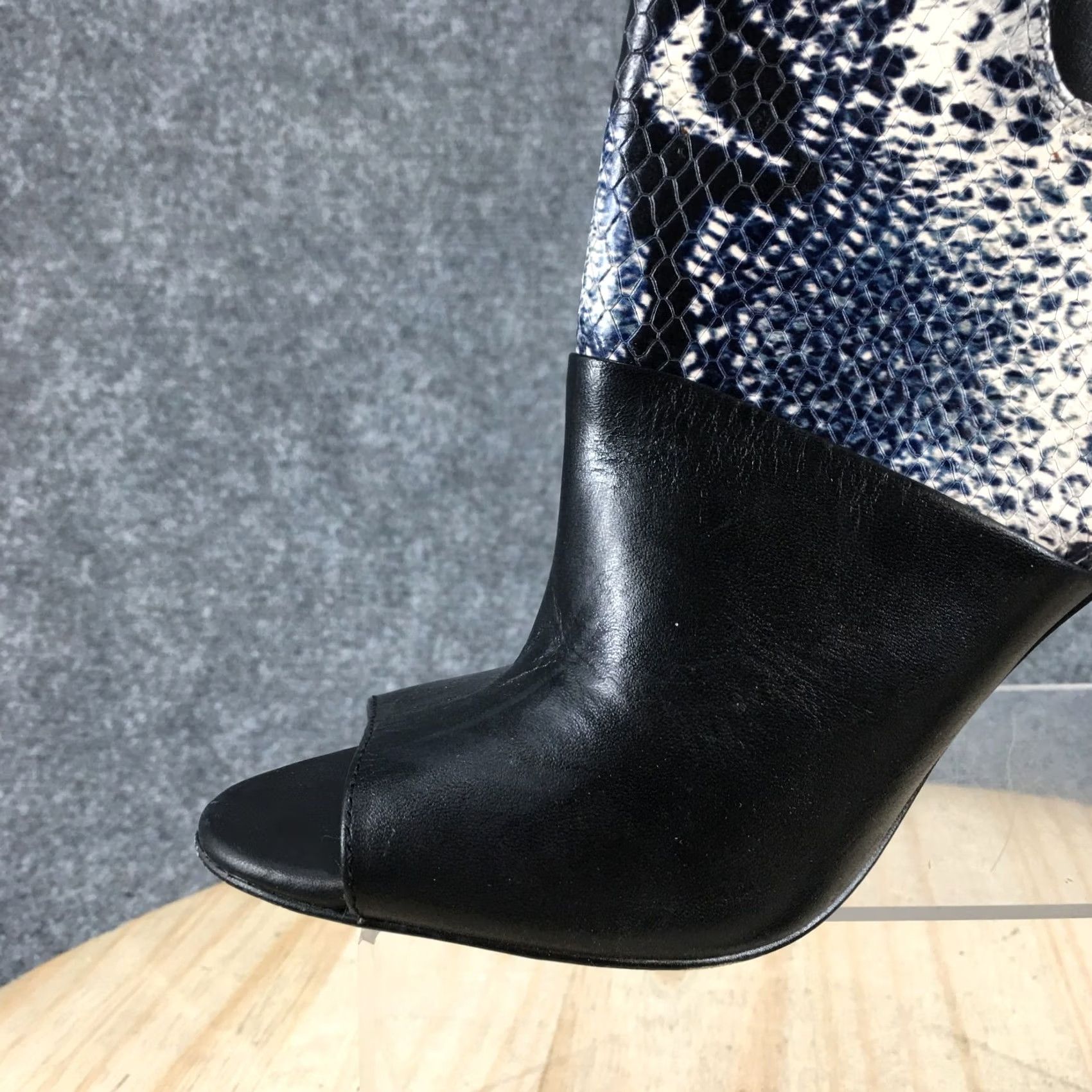 Calvin Klein Calvin Klein Womens Bootie Sarine Peep Toe Stiletto Black Faux Leather 5.5 Size US 6 / IT 36 - 4 Thumbnail