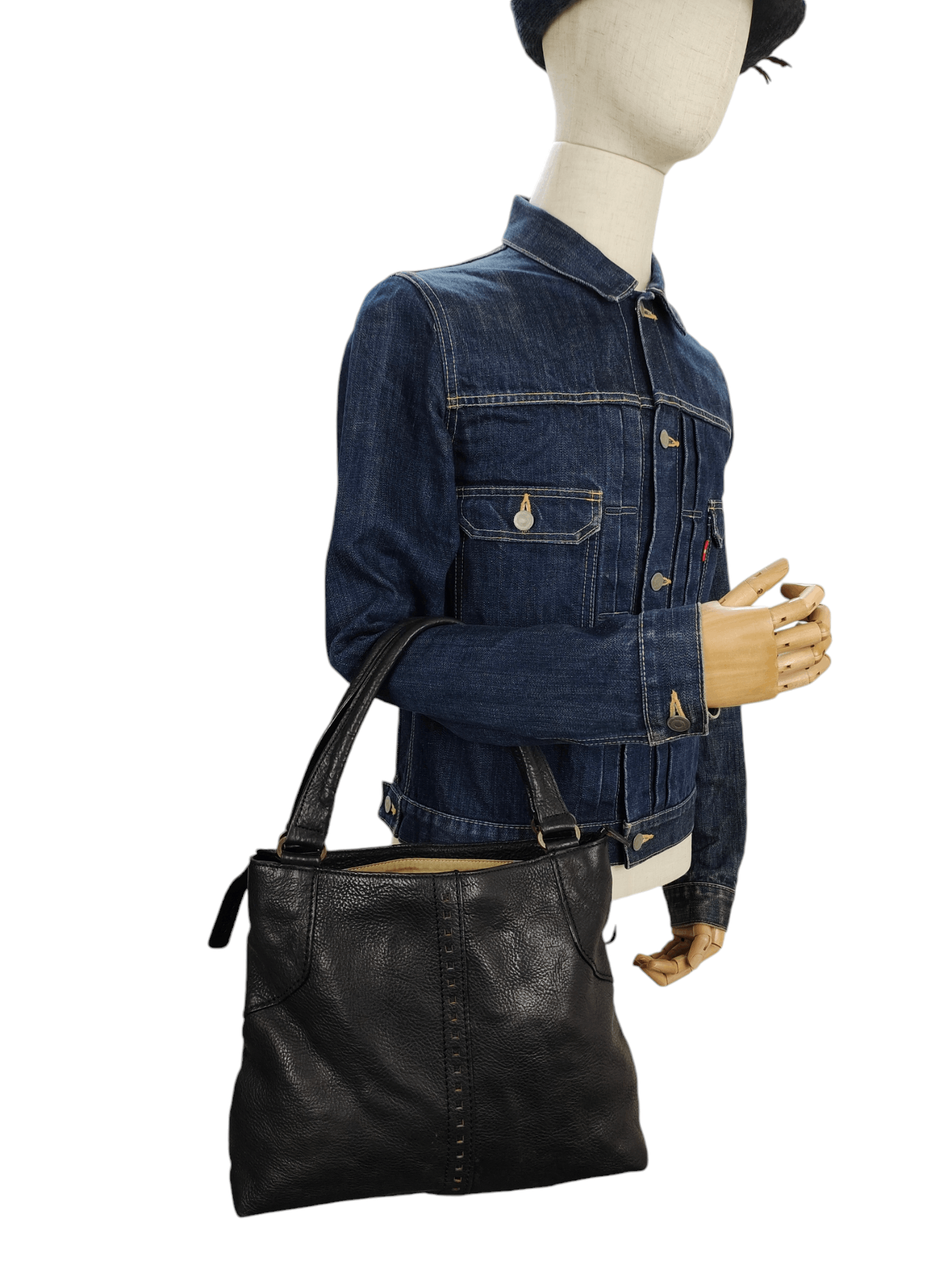 Comme des Garcons Vintage Rouge Japan Black Patina Leather Tote Bag Size ONE SIZE - 2 Thumbnail