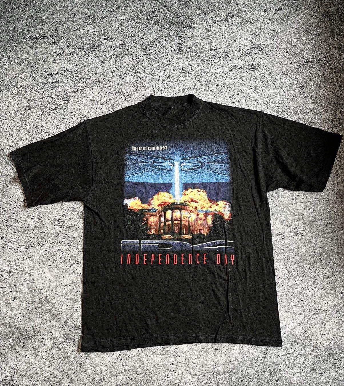 image of 90's OG License Independence Day Movie Tee Print in Black, Men's (Size XL)