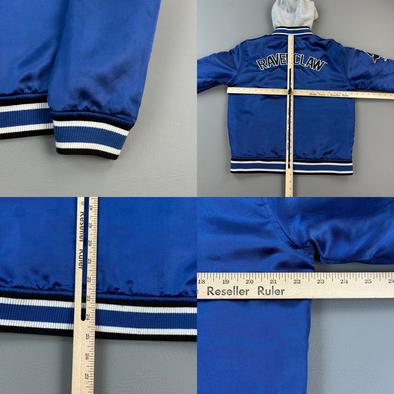 Vintage Harry Potter Ravenclaw Varsity Jacket Mens Small Blue Satin Hooded Snap Front Size US S / EU 44-46 / 1 - 9 Thumbnail