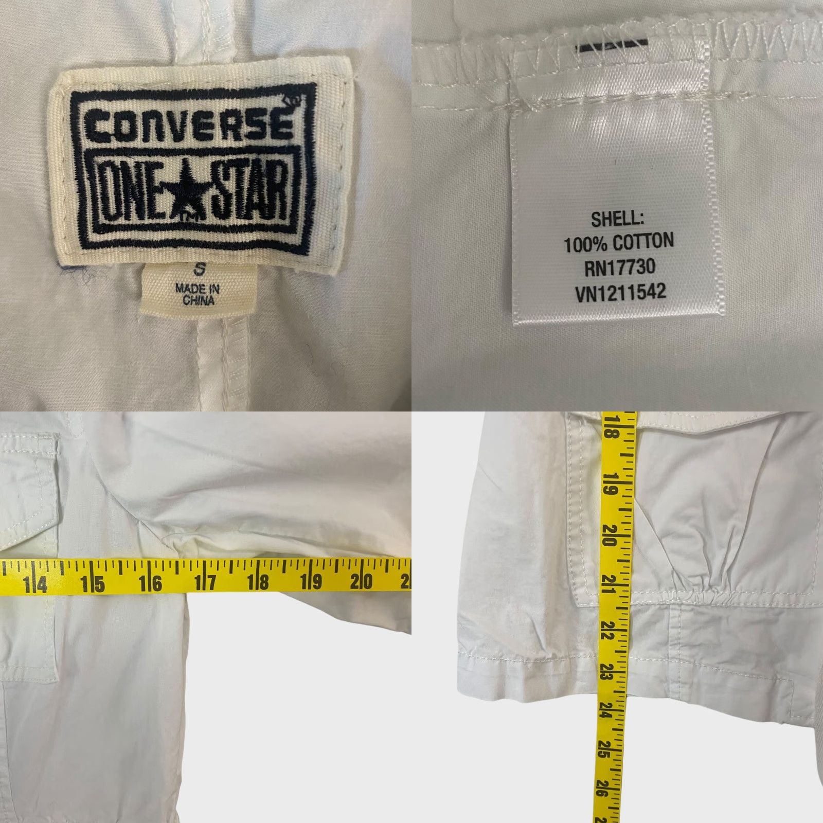 Converse Converse Women's Small White Cotton Long-Sleeve Button-Up Utility Cargo Jacket Size S / US 4 / IT 40 - 8 Thumbnail