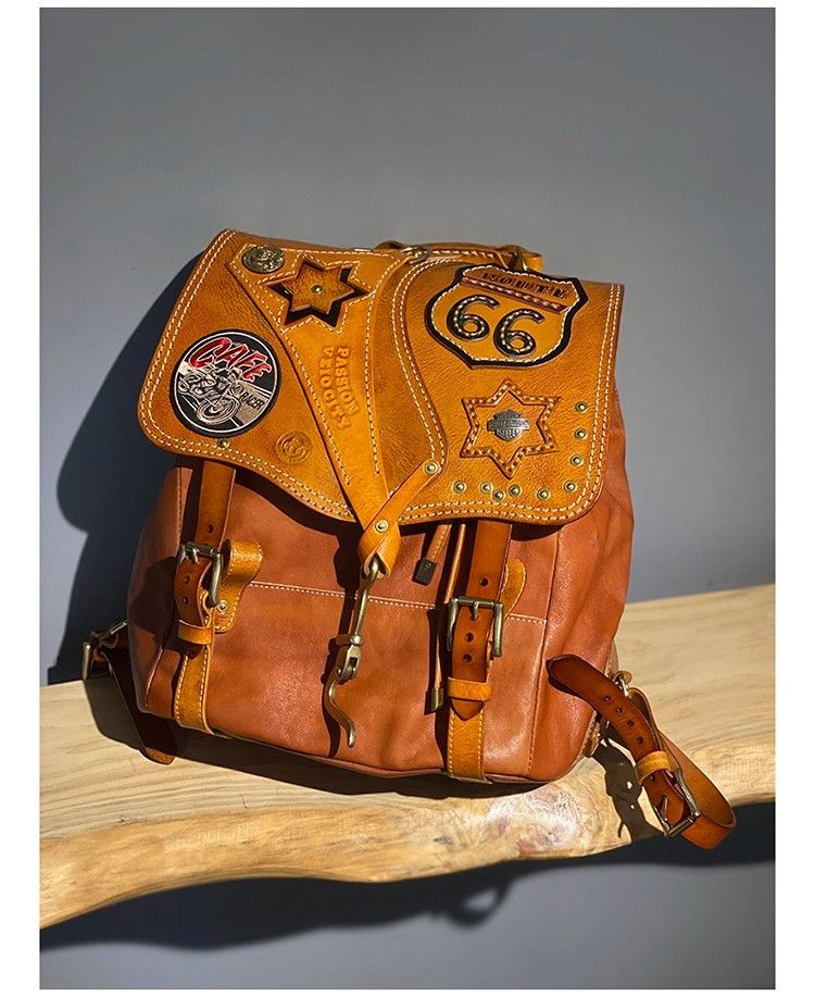 Japanese Brand Handmade Heavy Duty Leather Backpack Size ONE SIZE - 1 Thumbnail