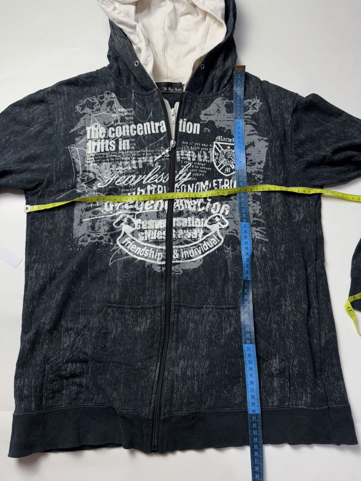 Tornado Mart Double Layers Spider Poem Crosses Zipper Hoodie Size US M / EU 48-50 / 2 - 8 Thumbnail