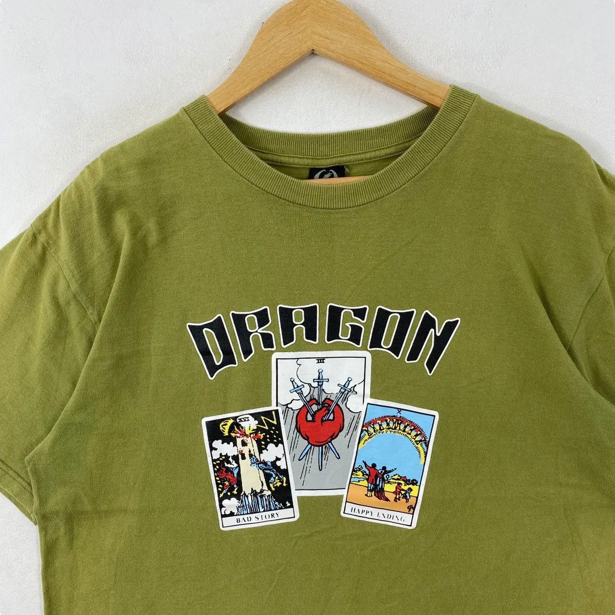 Shorty's Skateboards Vintage 90's DRAGON SKATE Faded Khaki Colour Tee Shirt Size US L / EU 52-54 / 3 - 2 Thumbnail