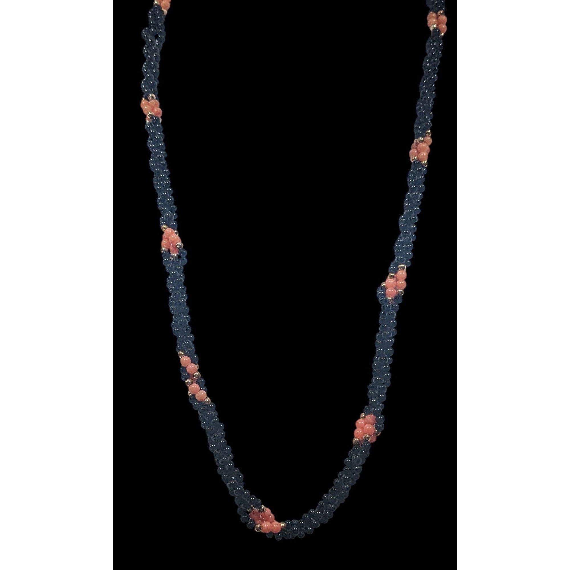 Other Vintage Twisted Black And Coral Tone Glass Beaded Necklace Size ONE SIZE - 4 Thumbnail