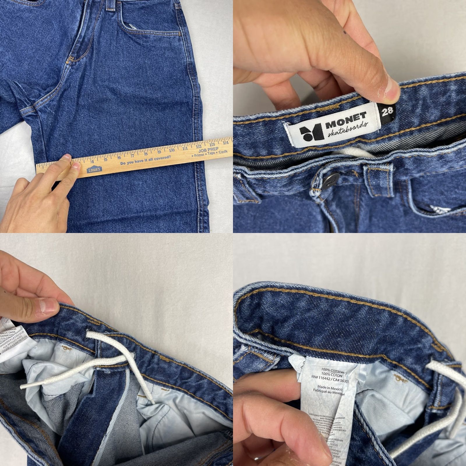 Denime Monet Skateboards Jeans Mens 28 Fits 30x27 Drawstring Baggy Denim Carpenter Size US 28 / EU 44 - 8 Thumbnail